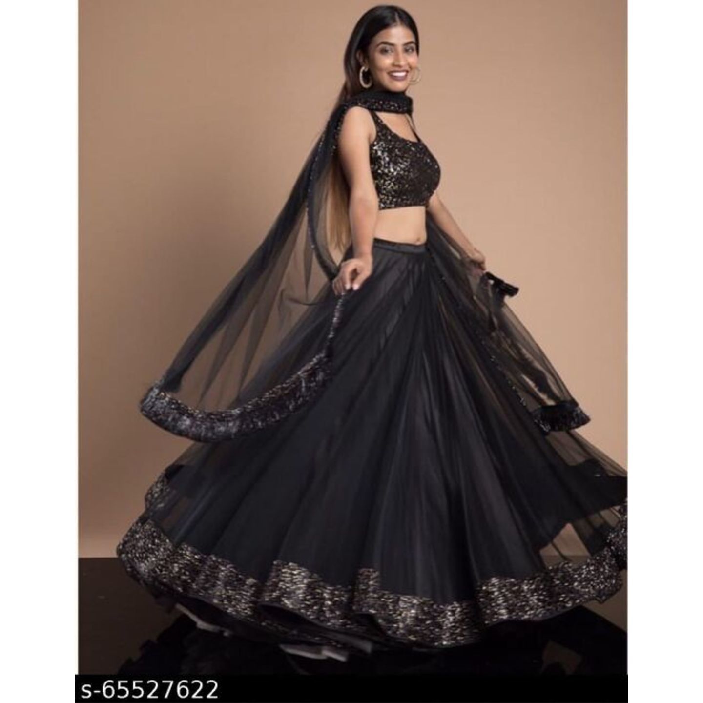 SEQUENSE BLACK LEHENGA