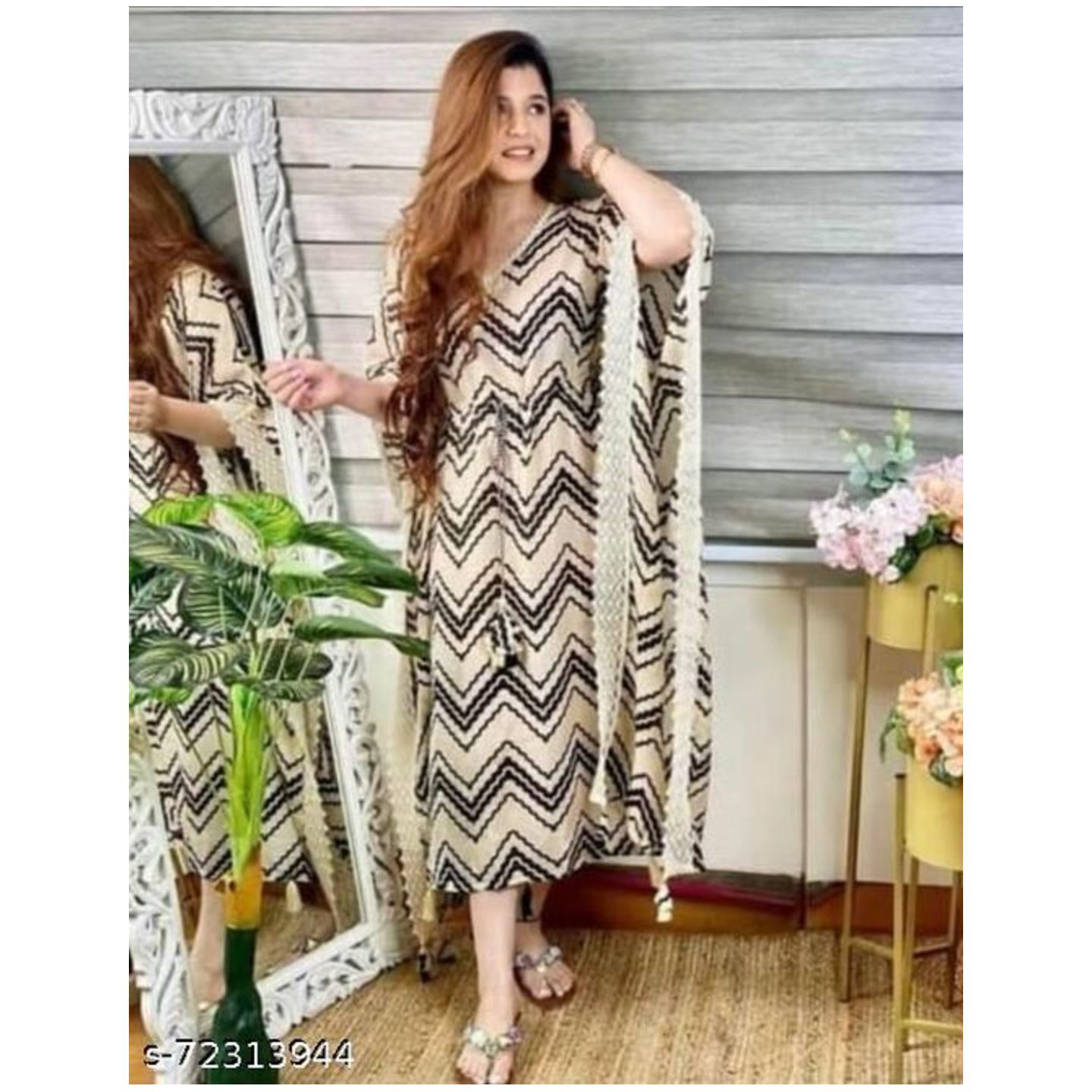 Women Rayon Printed  Kaftan Dresses