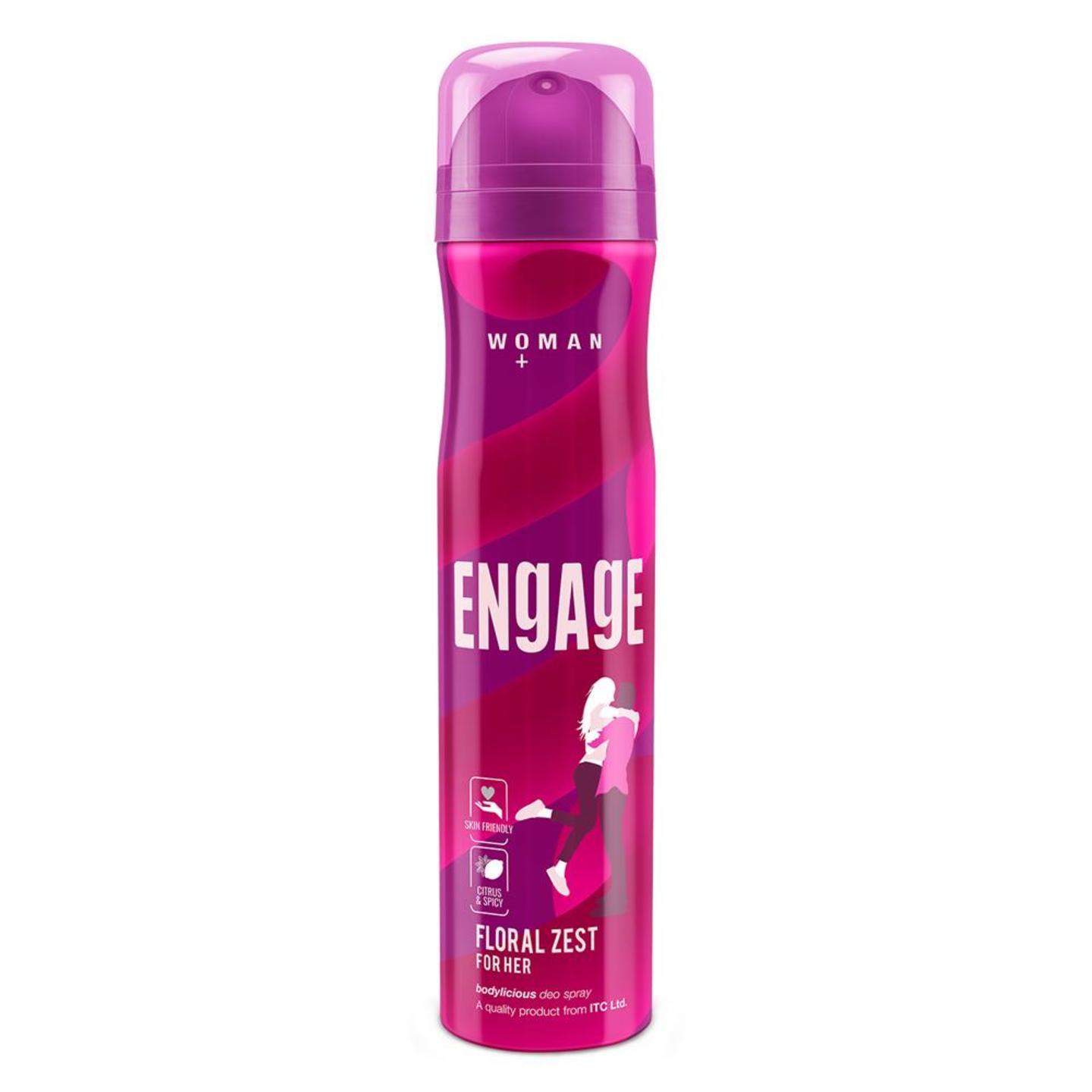 Engage Floral Zest Deodorant for Women, Citrus and Floral, Skin Friendly, 150ml