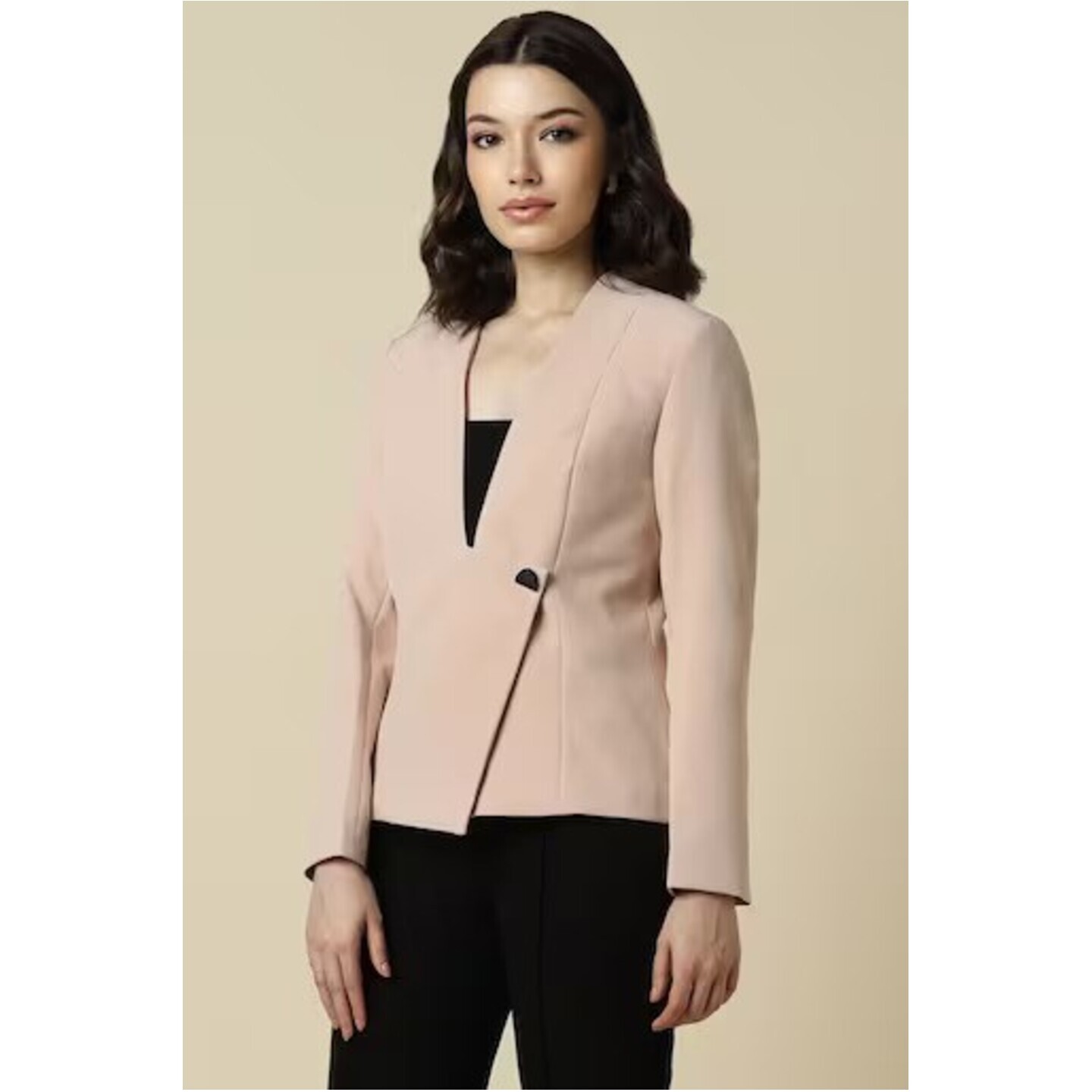 Women's Beige Solid Casual Blazer  Allen Solly