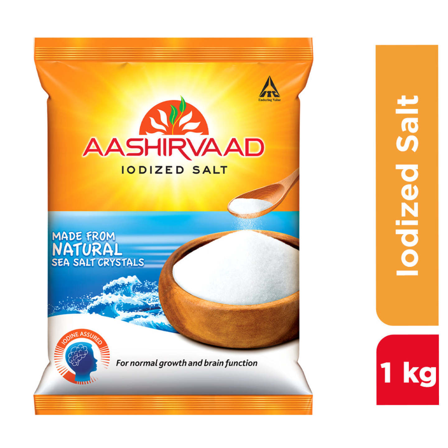 Aashirvaad Salt, 1kg, Iodised Salt Made from Natural Sea Salt Crystals