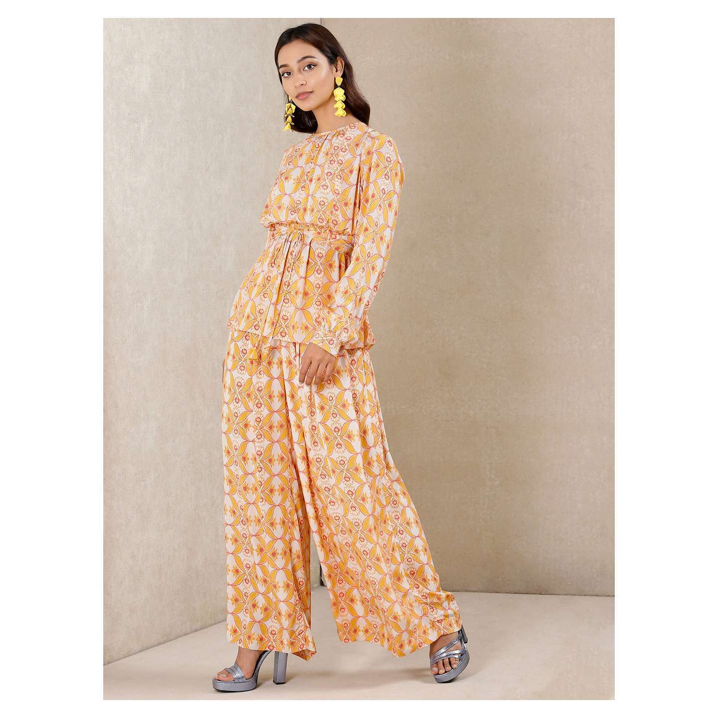 Orange Printed Crepe Ensemble