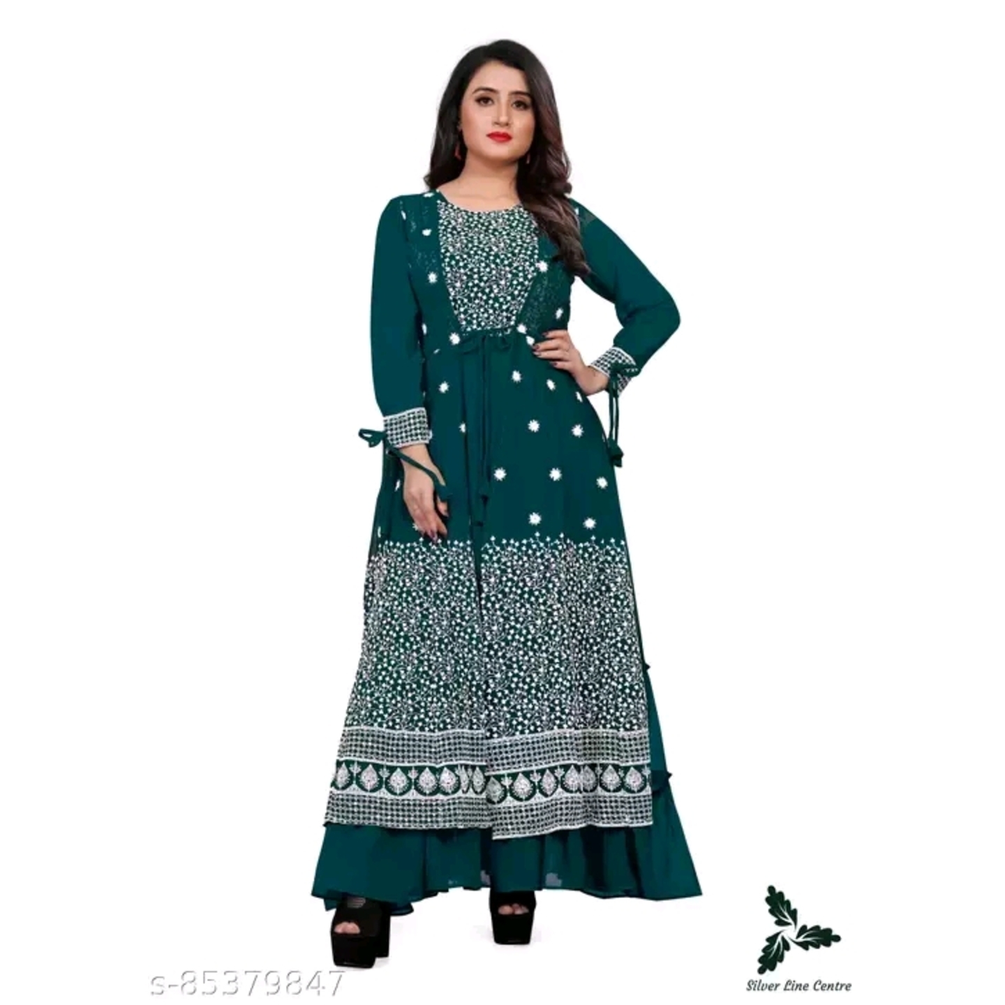 Fancy Embroidered Green Gown-Anarkali