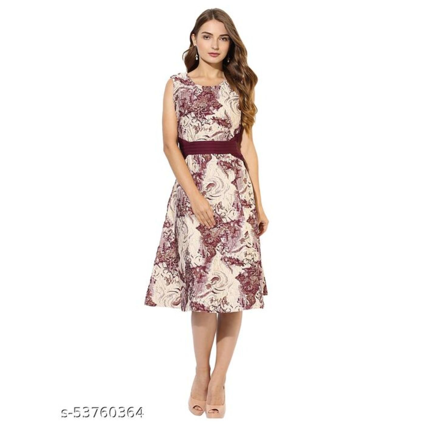 SOIE Women`s JACQARD DRESS WITH SOILD BELT