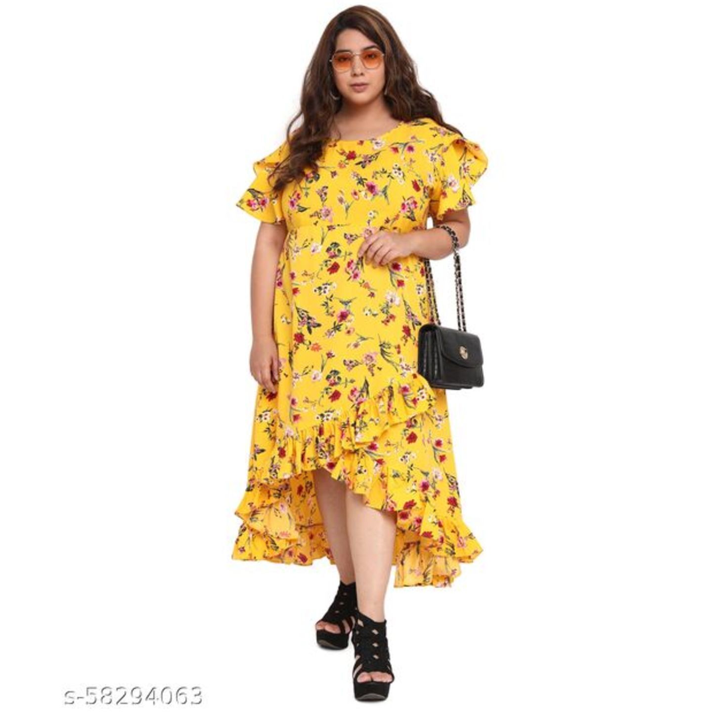 Oomph! Plus Women'S Crepe Wrap Maxi Dress - Tuscansun Yellow - od235