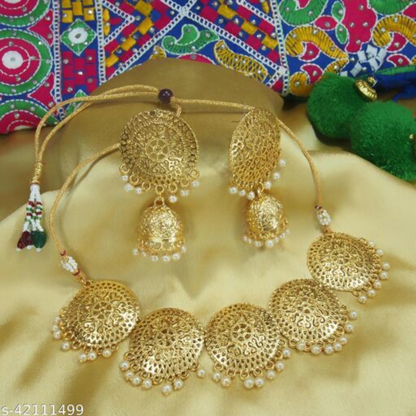A1 Bhumika TrendzExclusive Pearls Gold Plated Wedding Jewellery Set For Women size Free Size