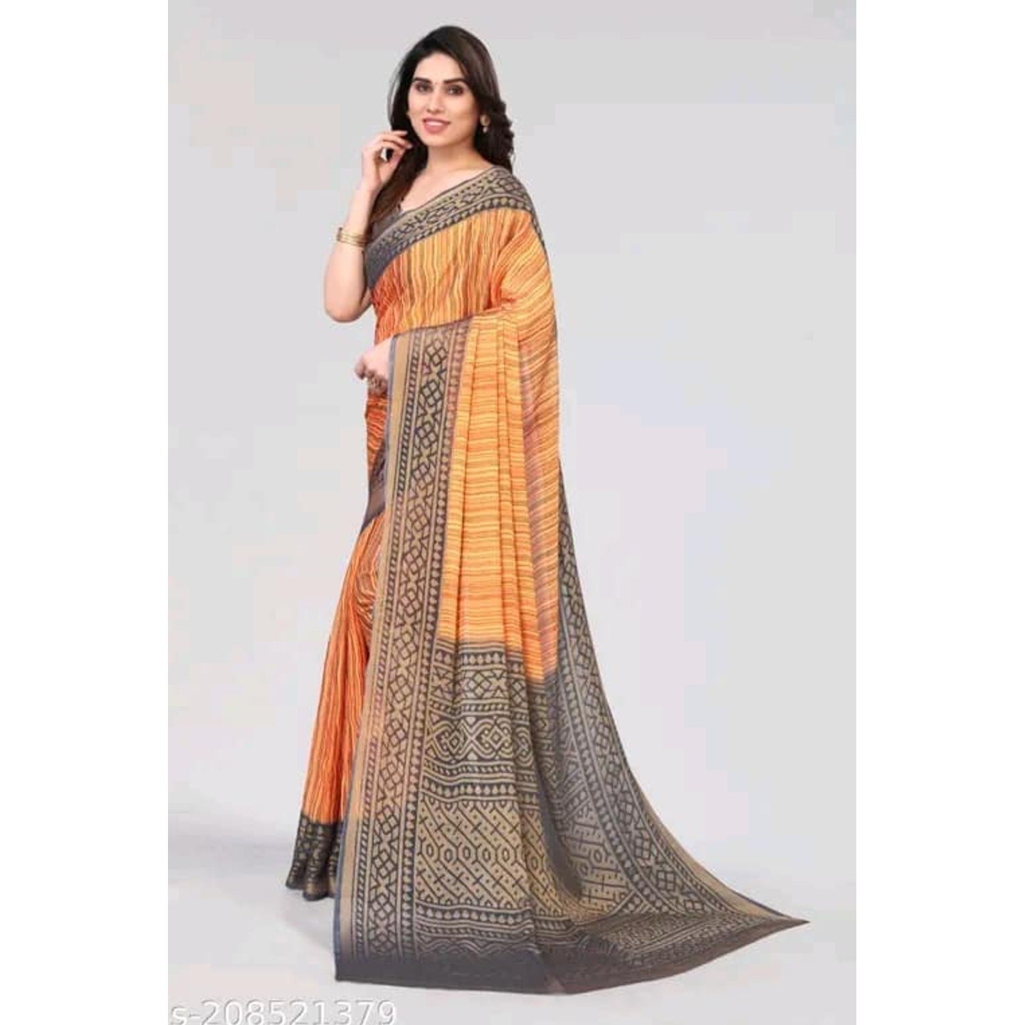 Vivostav Designer  Graceful Chiffon Brasso Printed Saree