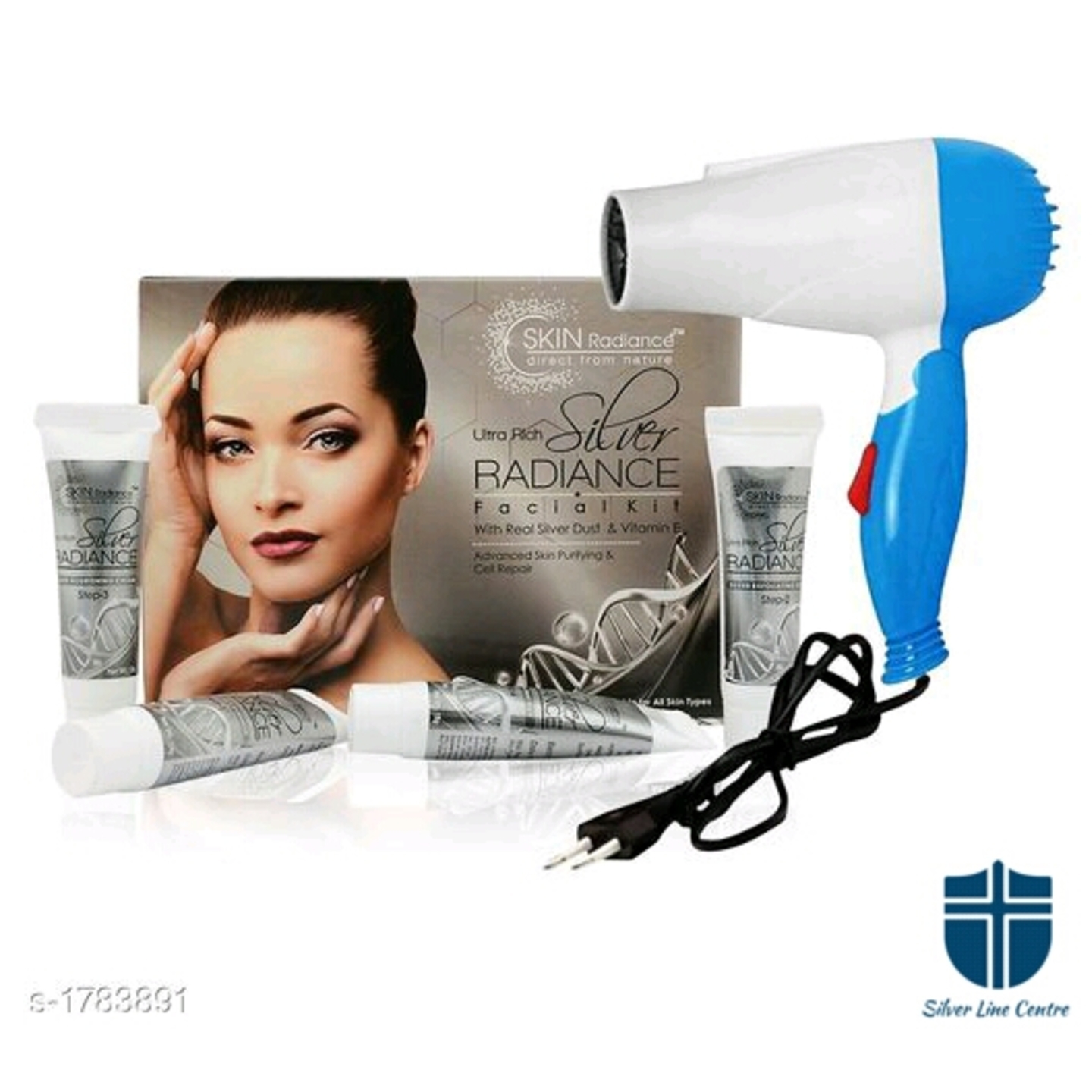 Nutri Glow Ultra Rich Silver Radiance Facial Kit With Hair Dryer -Blue