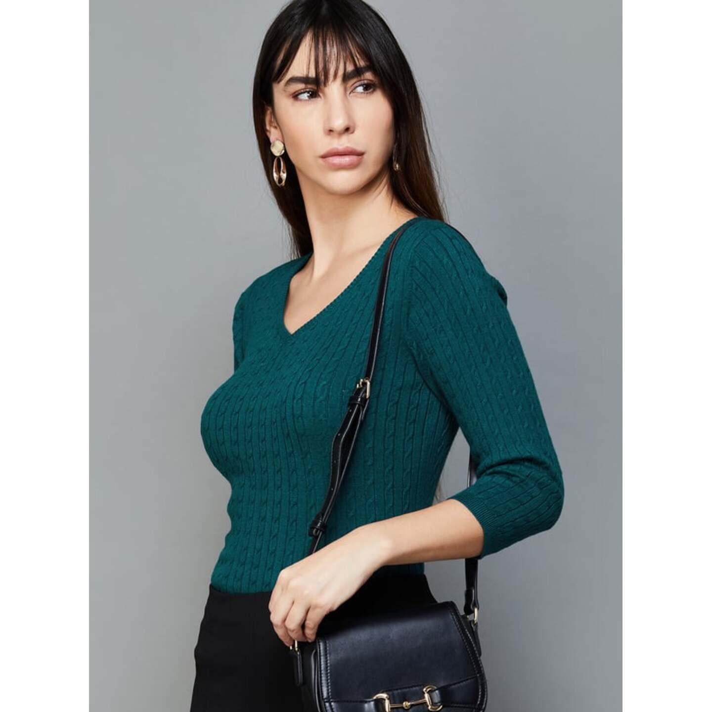 CODE CLASSIC Women Textured Knit Top