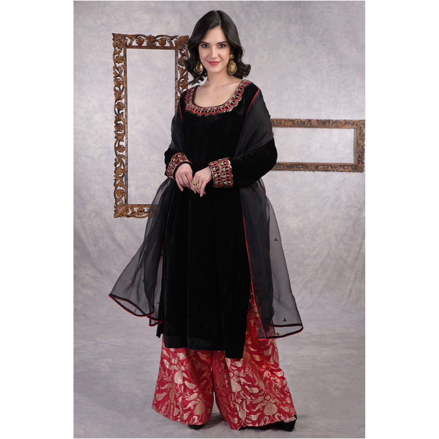 Classic Black Hand Embroidered Kurta Set