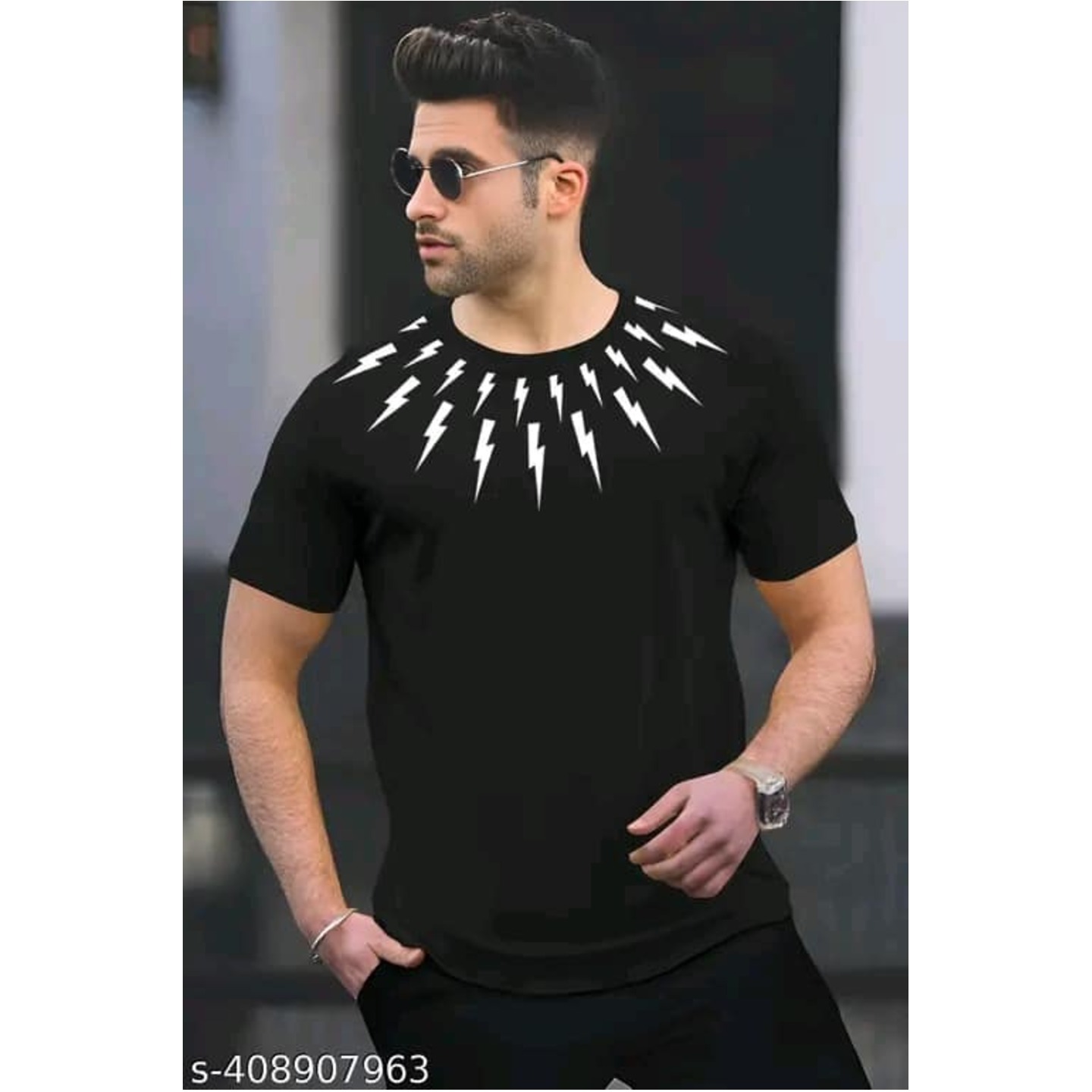 Men's Round Neck Cotton Blend T-Shirt 