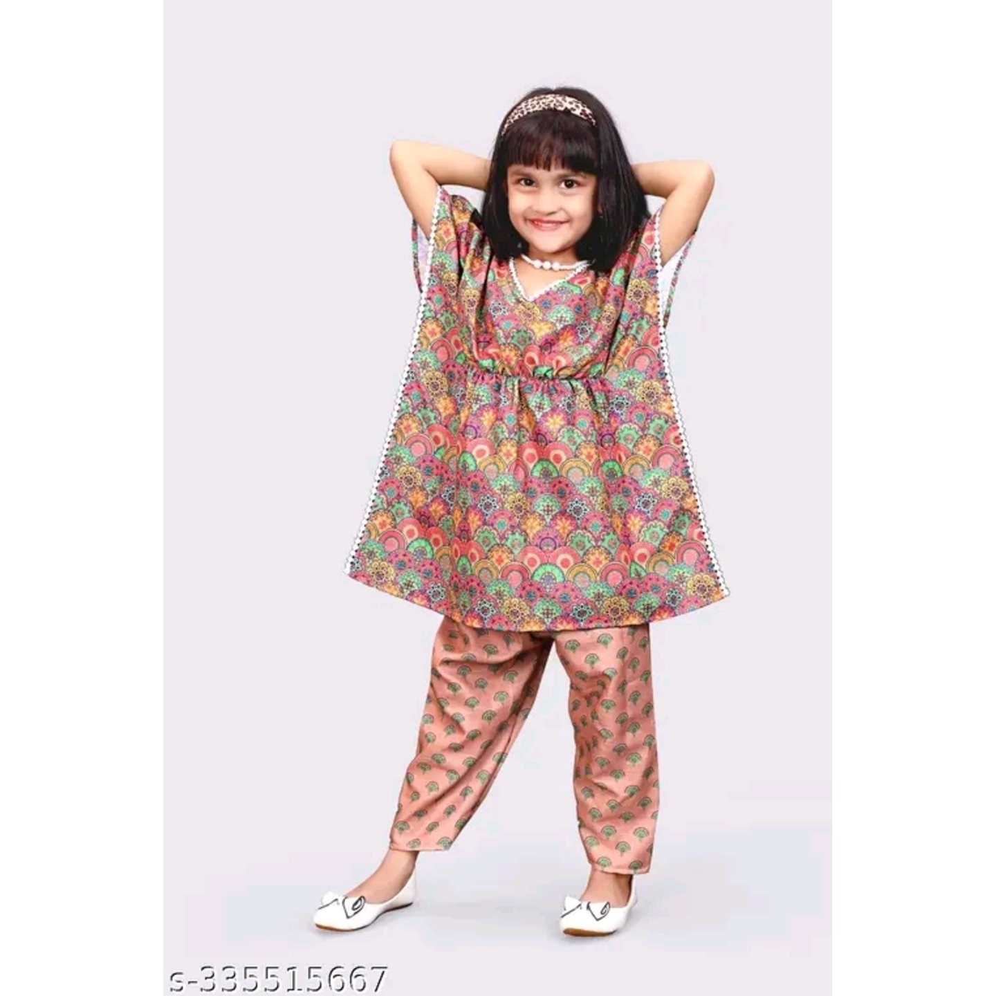 Girls' Kaftan Top and Pant Set 