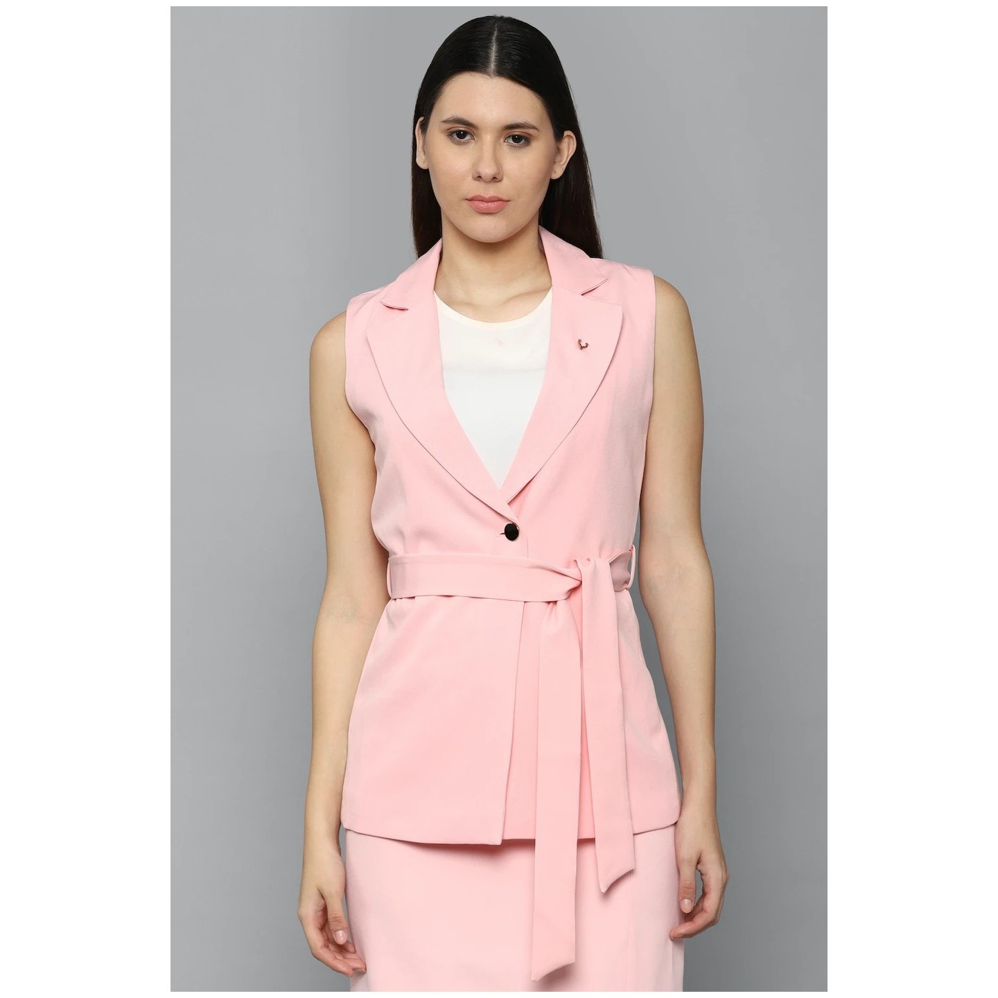 Allen Solly Womens Pink Solid Casual Blazer