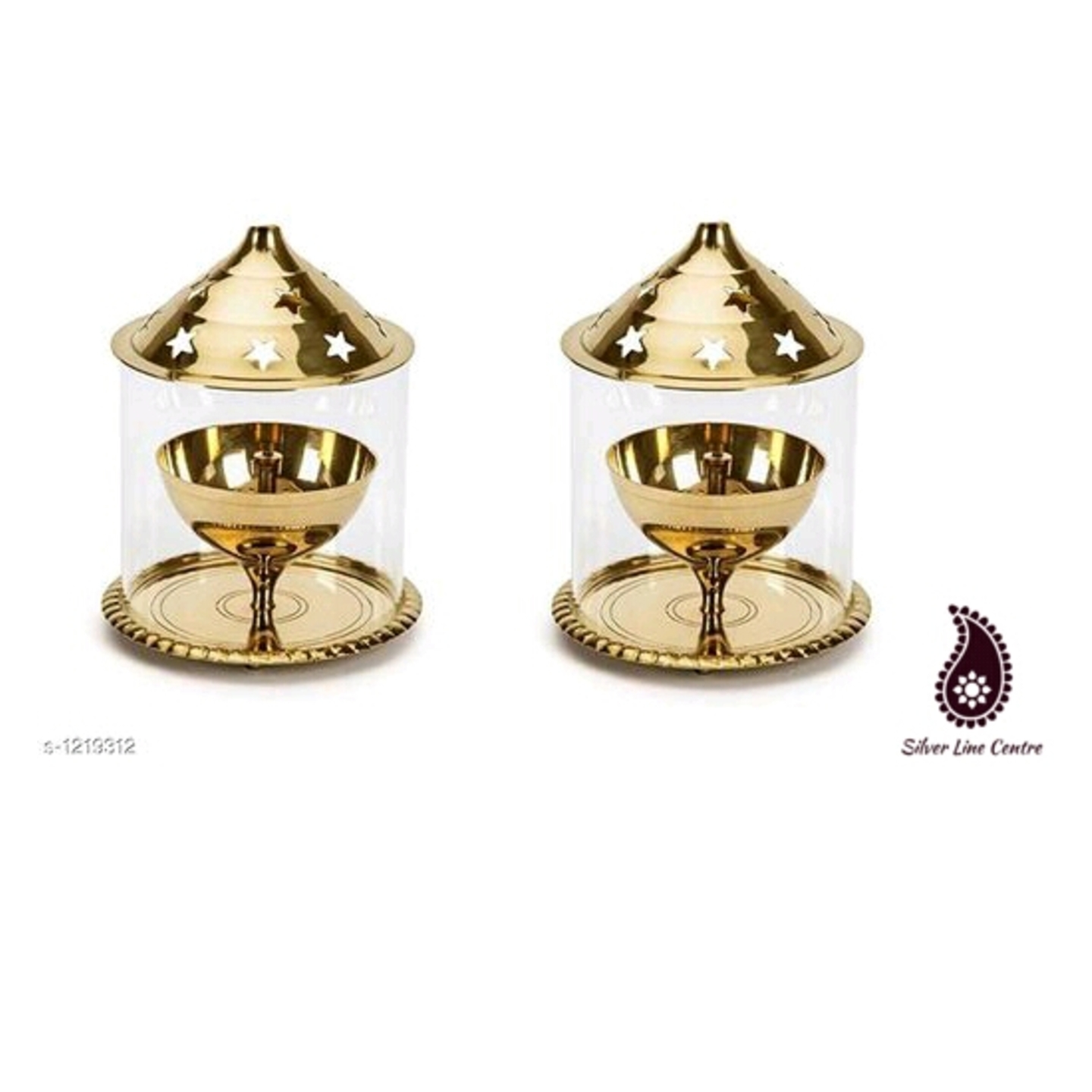 Traditional Brass & Glass Dia 2 pcs