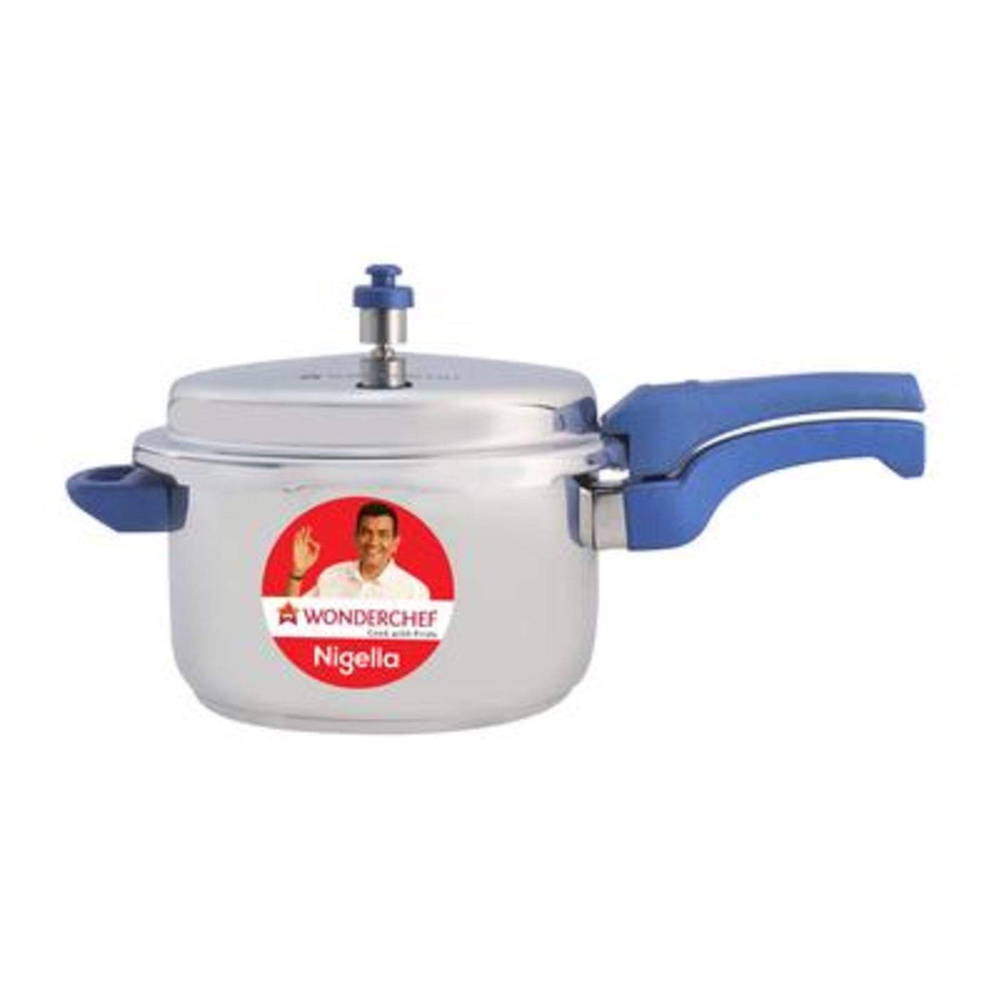 Nigella Induction Base Stainless Steel Pressure Cooker With Outer Lid Blue - 1.5L