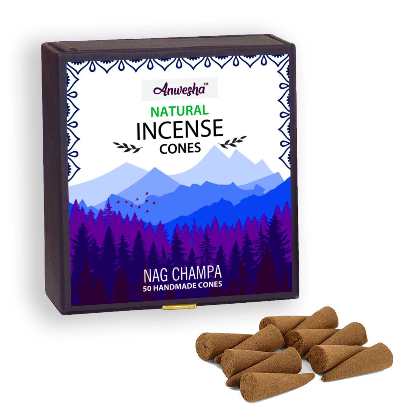 Nag Champa Incense Cones Box - 50 Cones