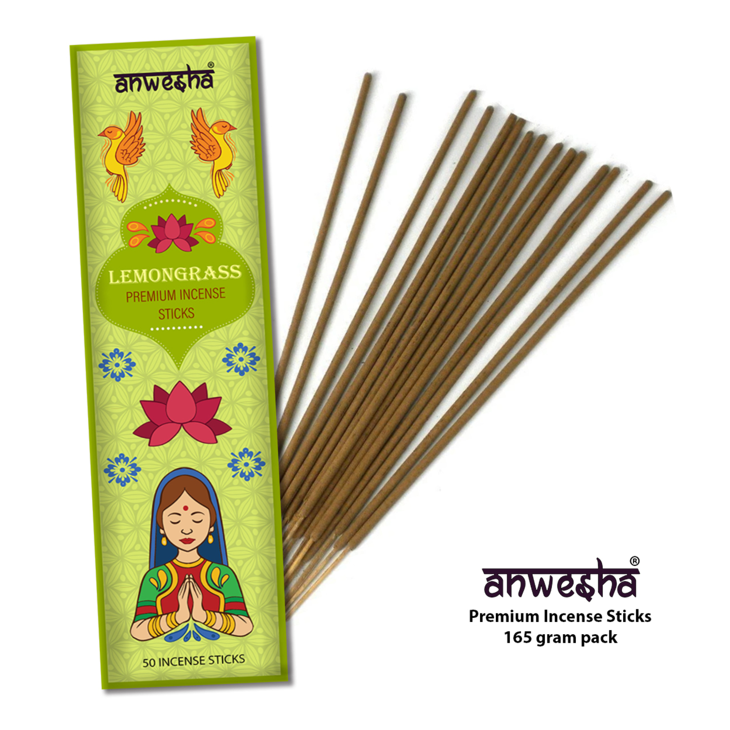 Lemongrass Natural Indian Incense Sticks - 100 Agarbatti Pack