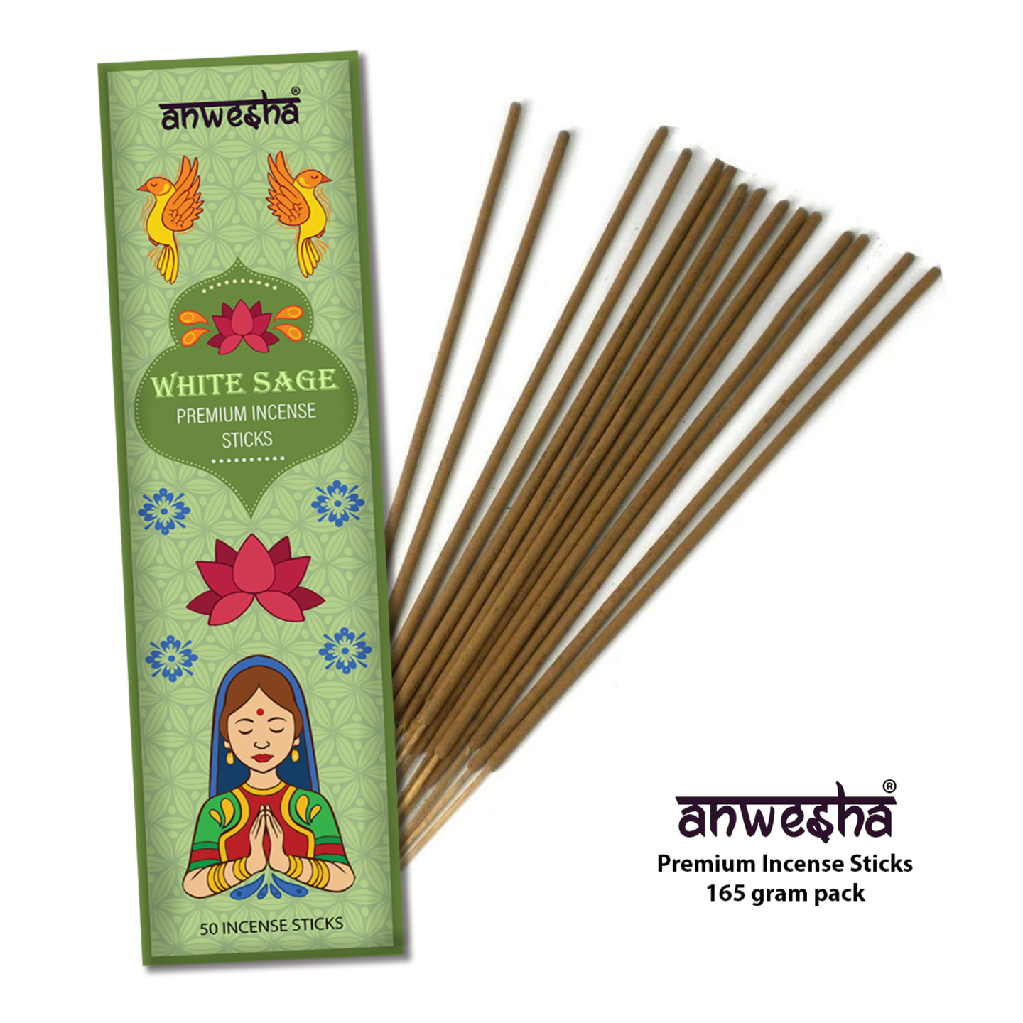 White Sage Natural Indian Incense Sticks - 100 Agarbatti Pack