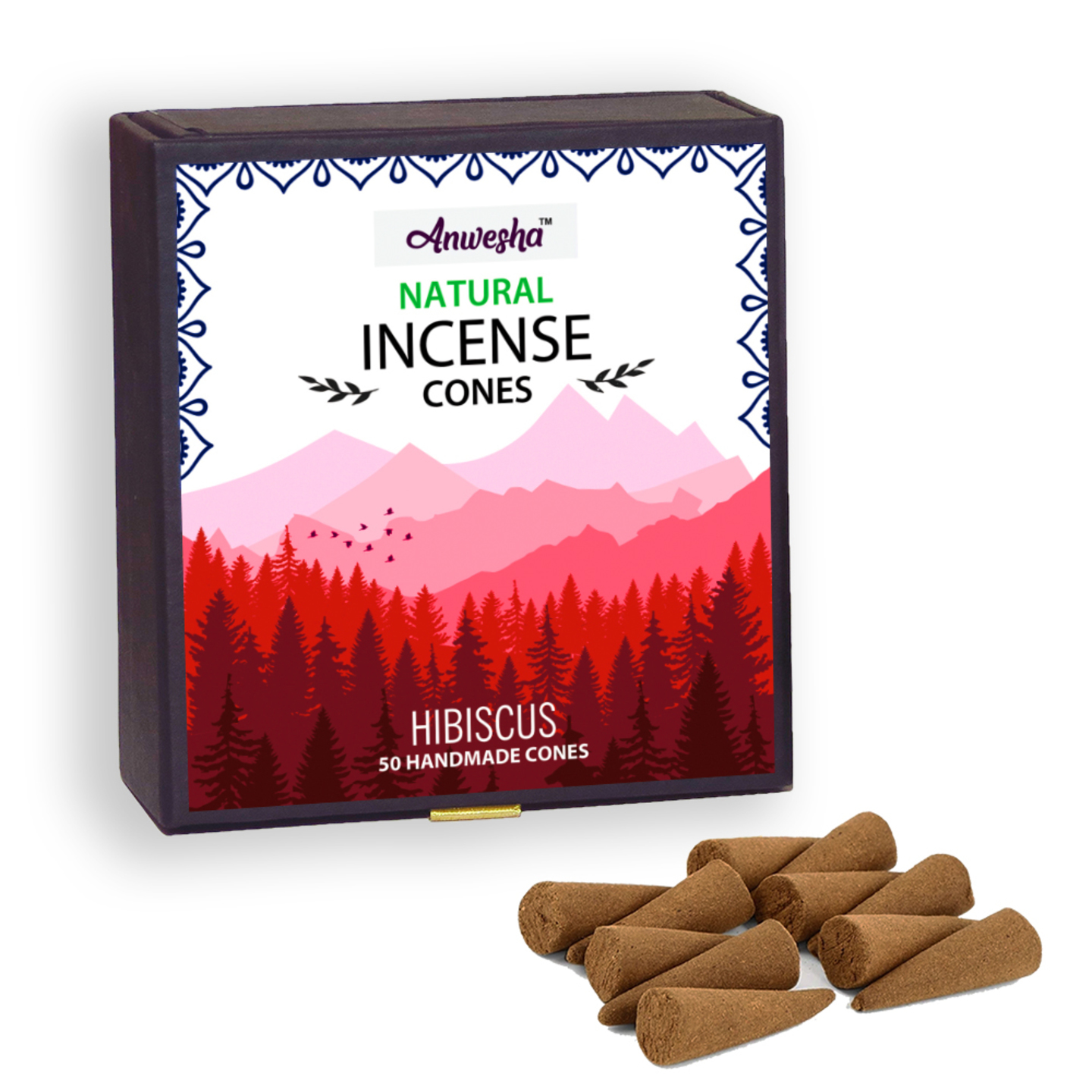 Hibiscus Incense Cones Box  - 50 Cones