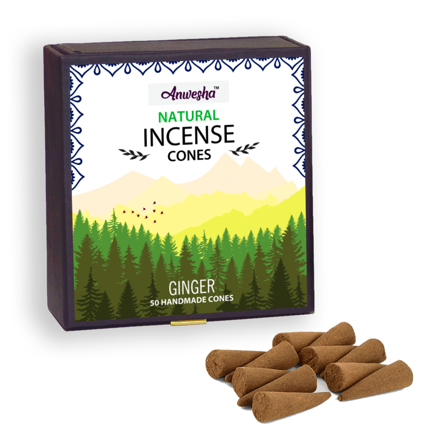 Ginger Incense Cones Box - 50 Cones