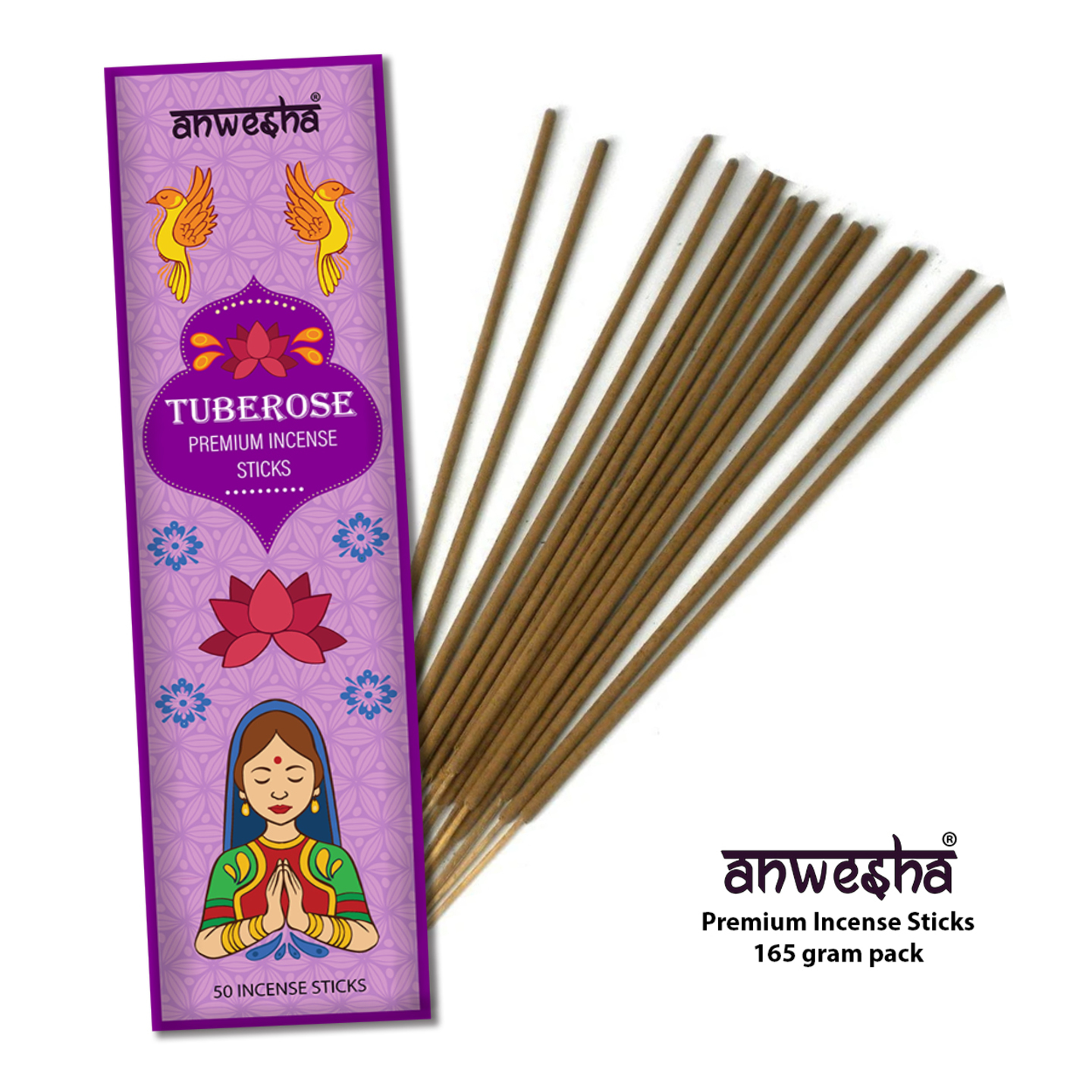 Tuberose Rajnigandha Natural Indian Incense Sticks - 100 Agarbatti Pack