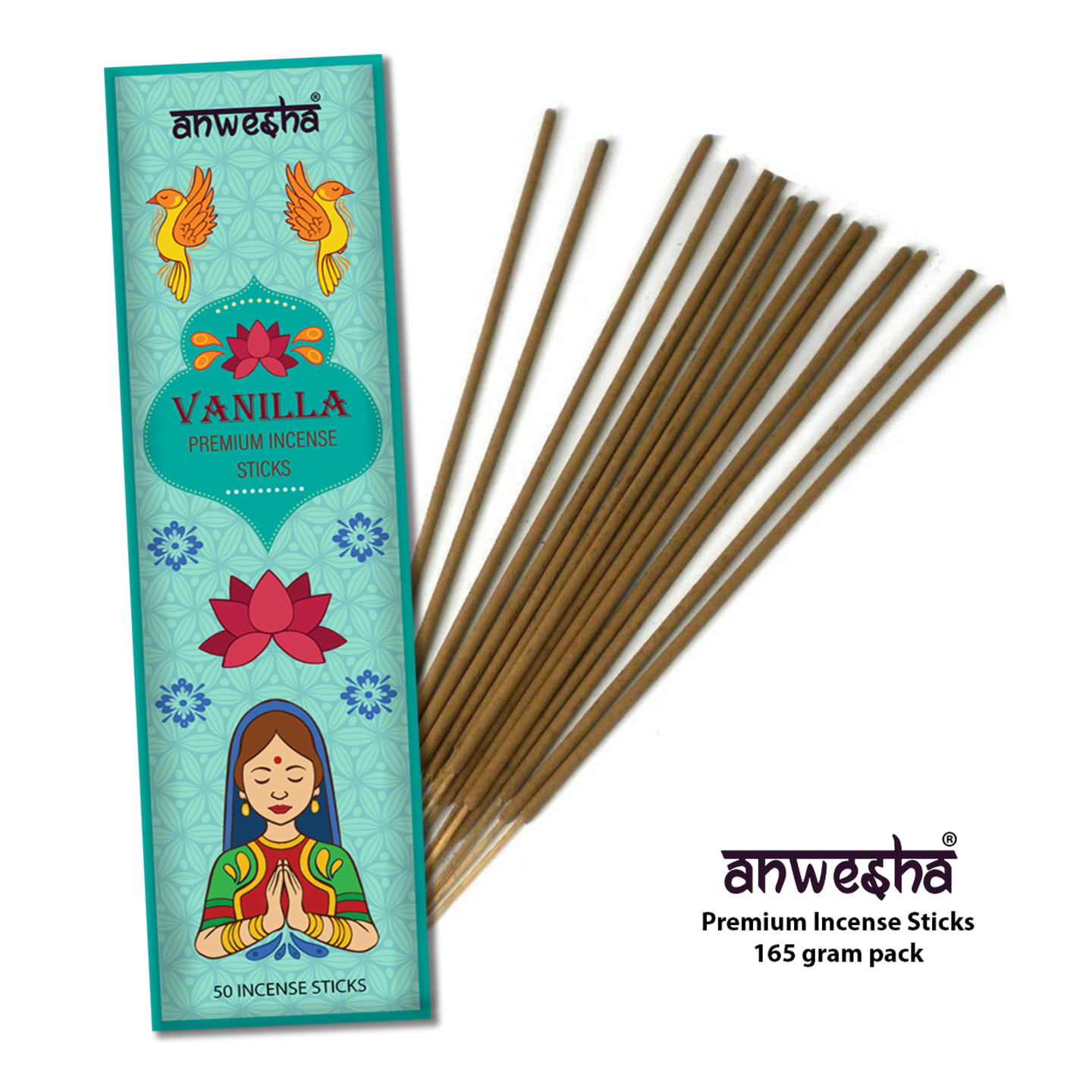 Vanilla Natural Indian Incense Sticks - 100 Agarbatti Pack