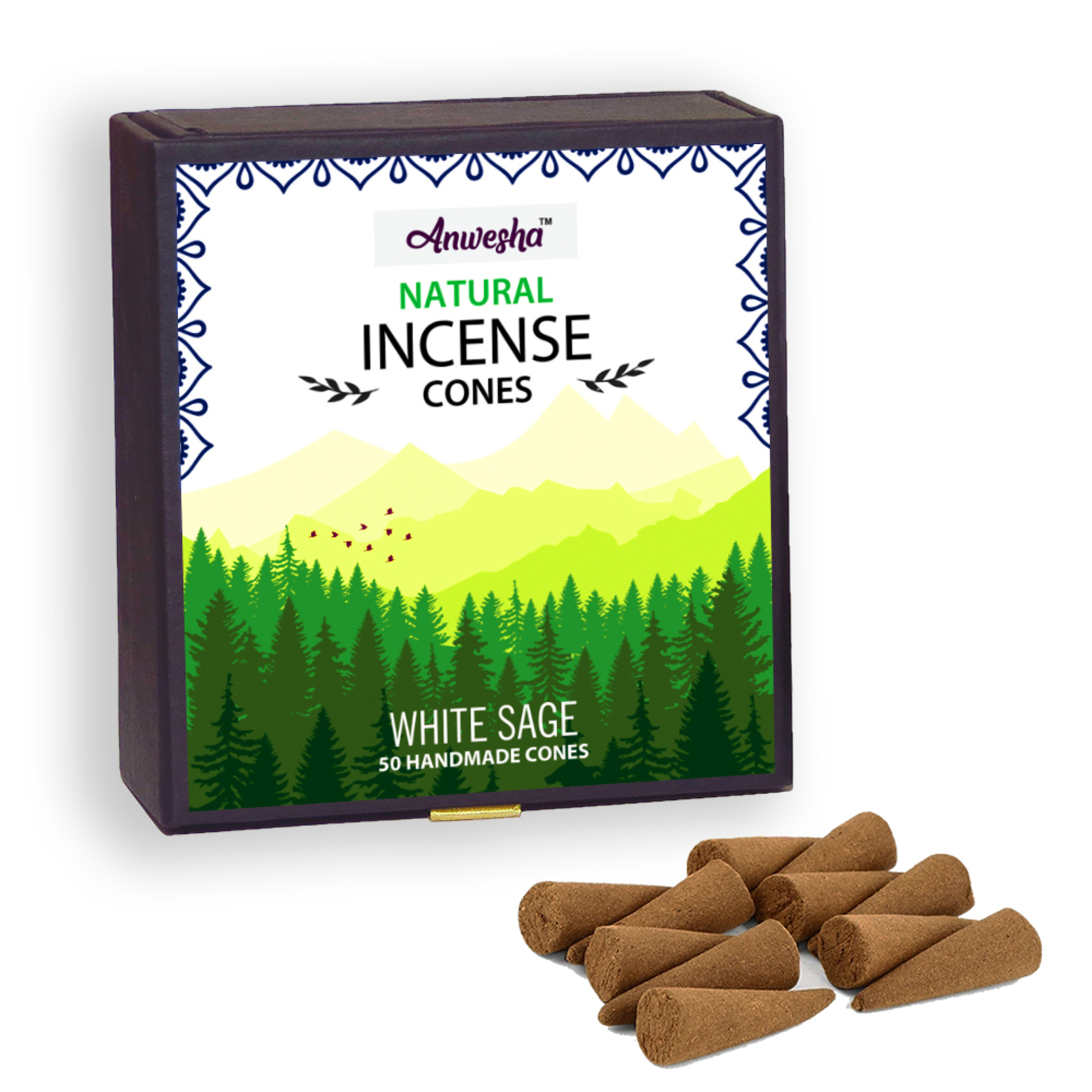 White Sage Incense Cones Box  - 50 Cones