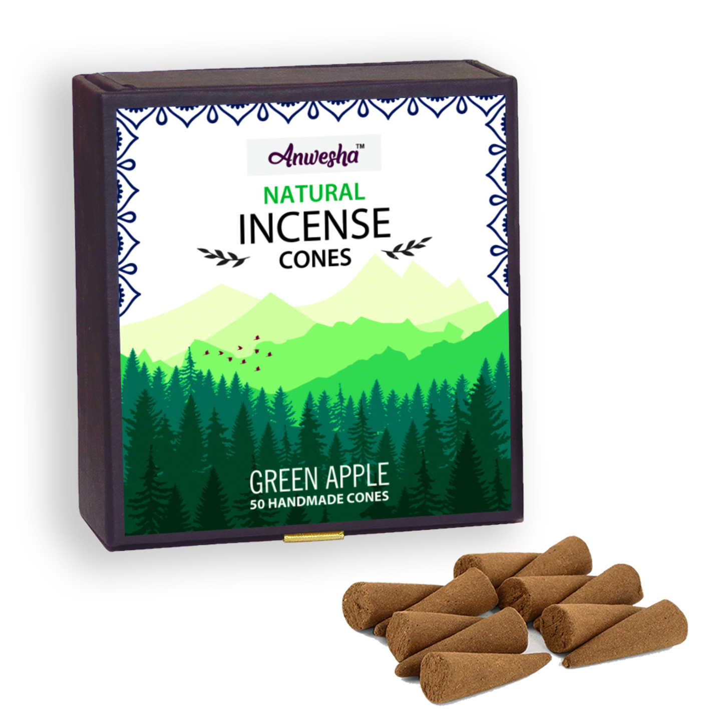 Green Apple Incense Cones Box - 50 Cones