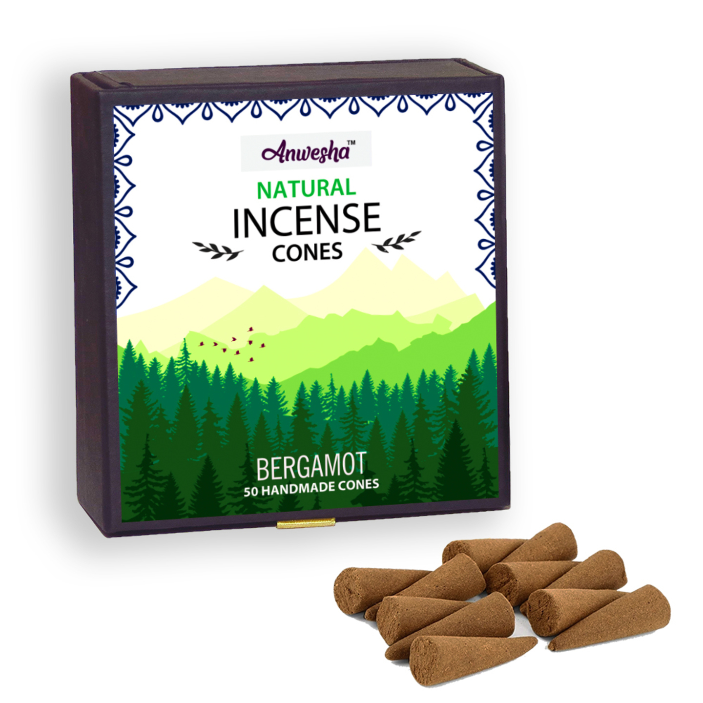 Bergamot Incense Cones Box - 50 Cones | By Anwesha