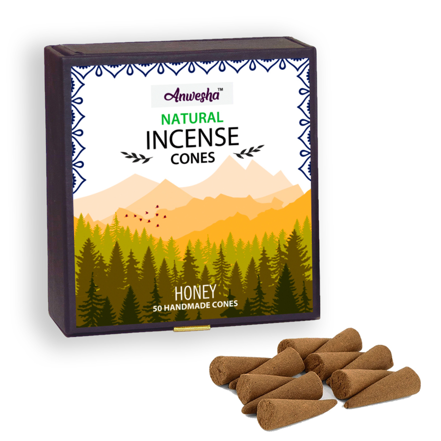 Honey Incense Cones Box - 50 Cones