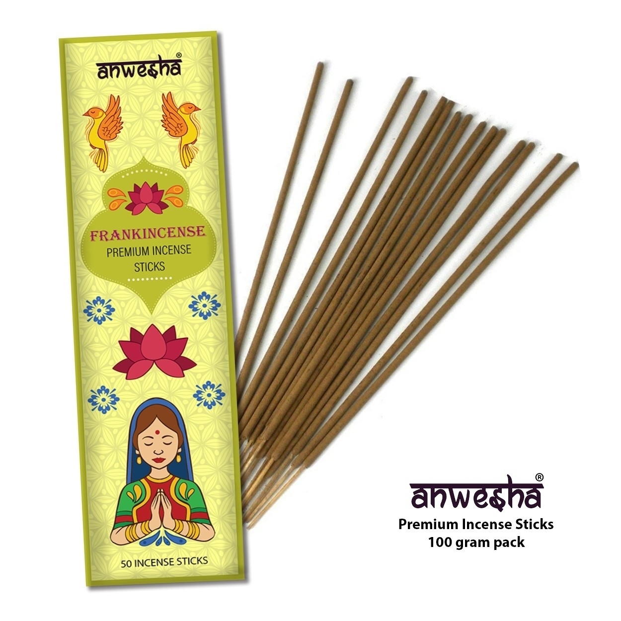 Frankincense Natural Indian Incense Sticks - 100 Agarbatti Pack
