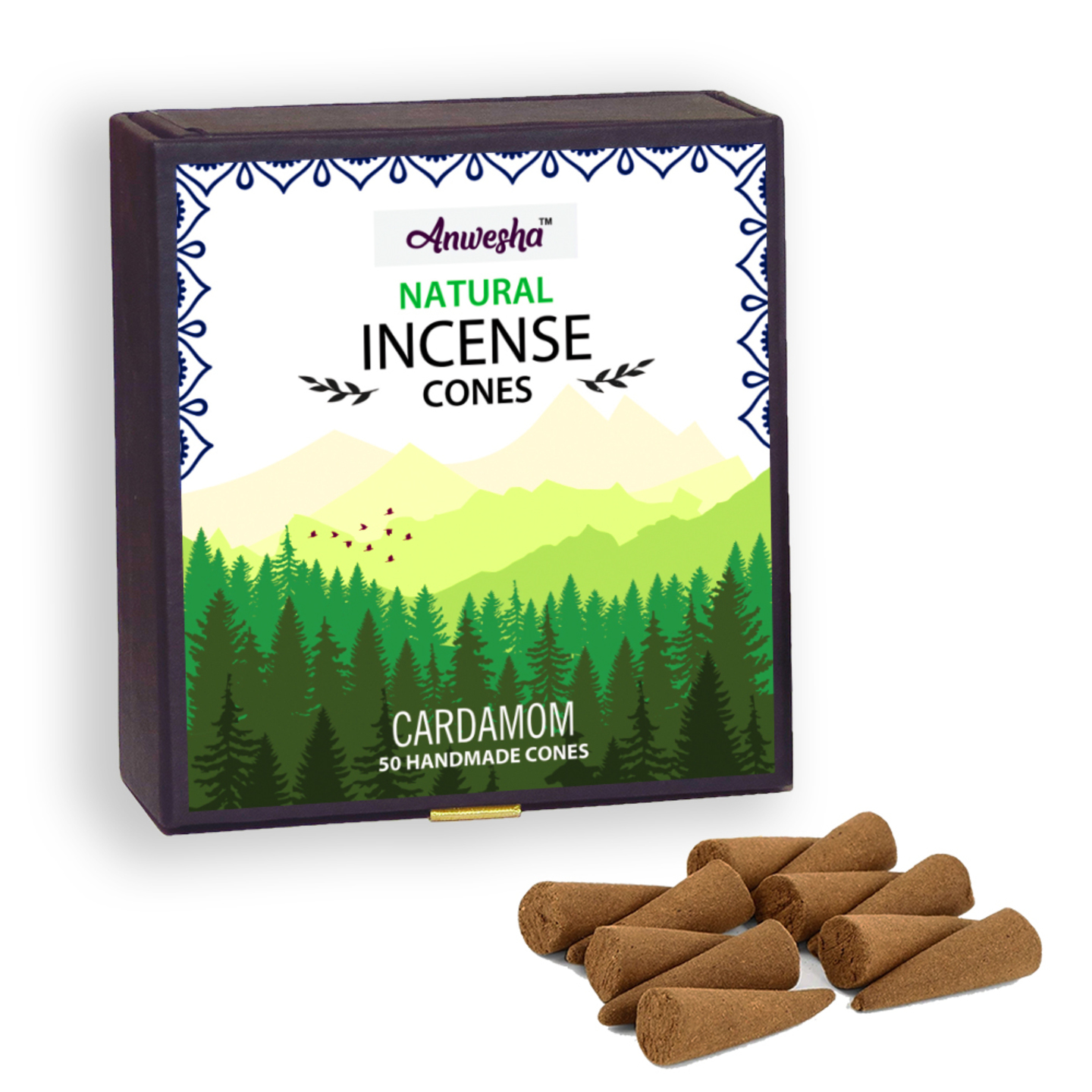 Cardamom Incense Cones Box  - 50 Cones | By Anwesha