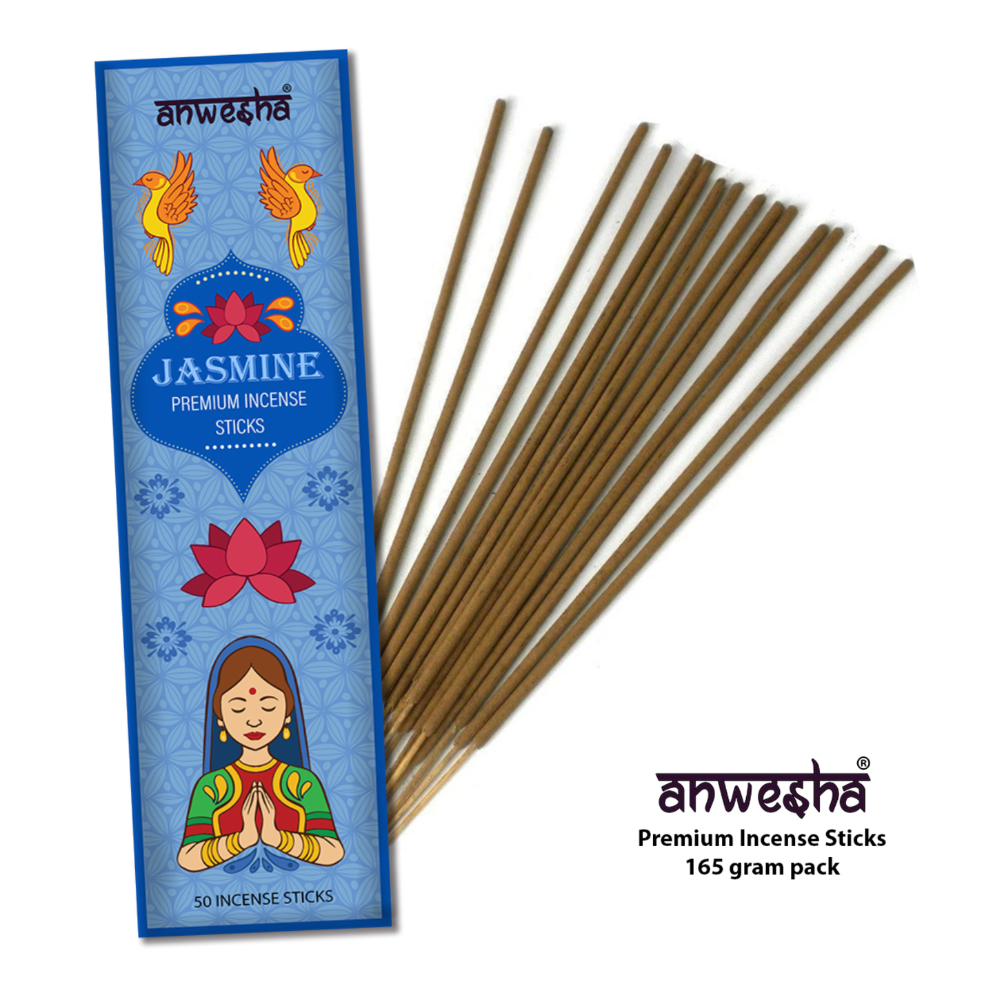 Jasmine Natural Indian Incense Sticks - 100 Agarbatti Pack