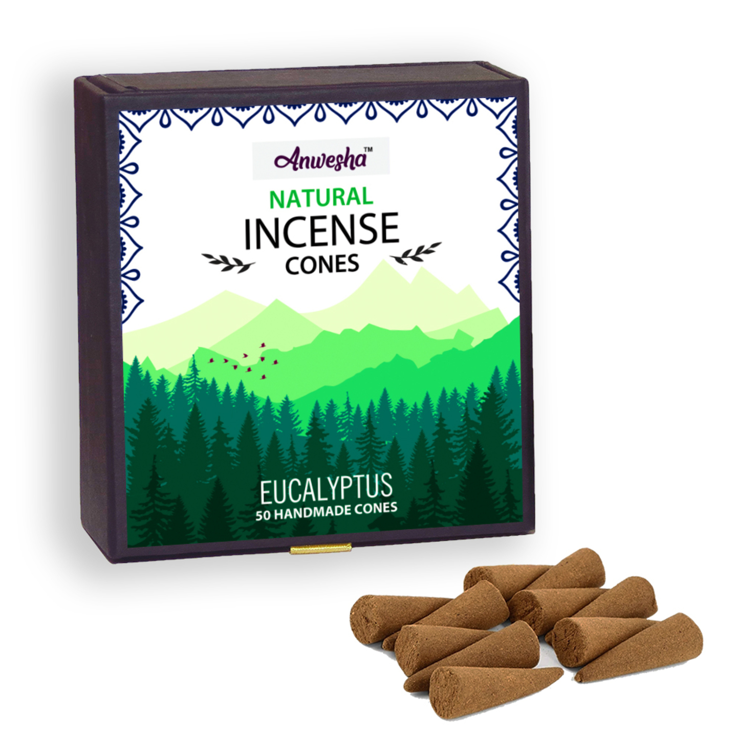 Eucalyptus Incense Cones Box  - 50 Cones