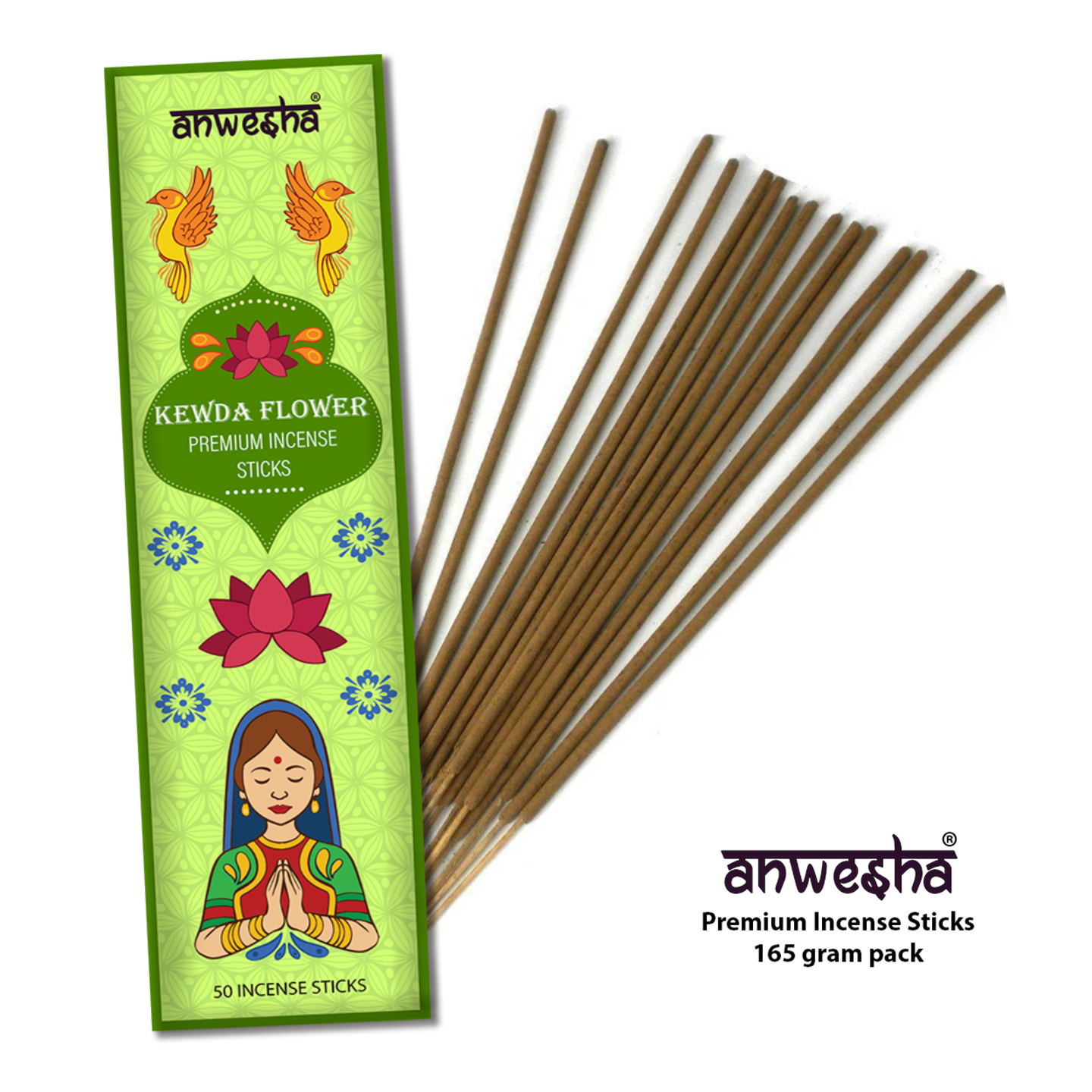 Kewda Flower Natural Indian Incense Sticks - 100 Agarbatti Pack