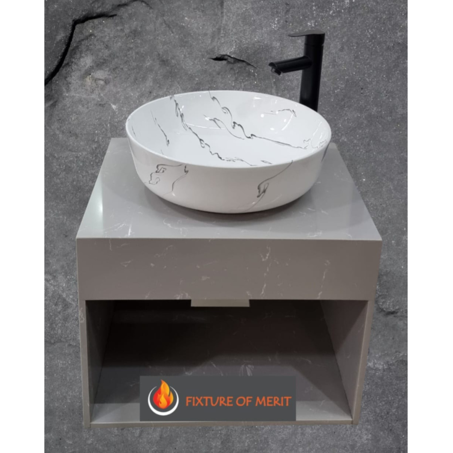 65cm Marble Light Grey One Piece Quartz