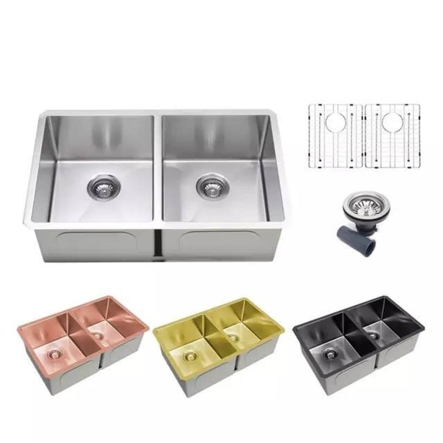 INOX Double Bowl Silver HY8045U BR