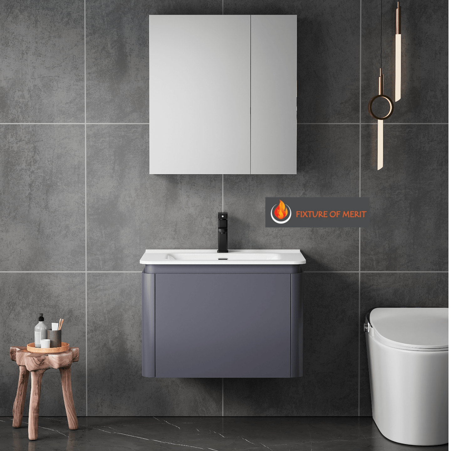 Jena PVC Fine Grey Vanity 80cm