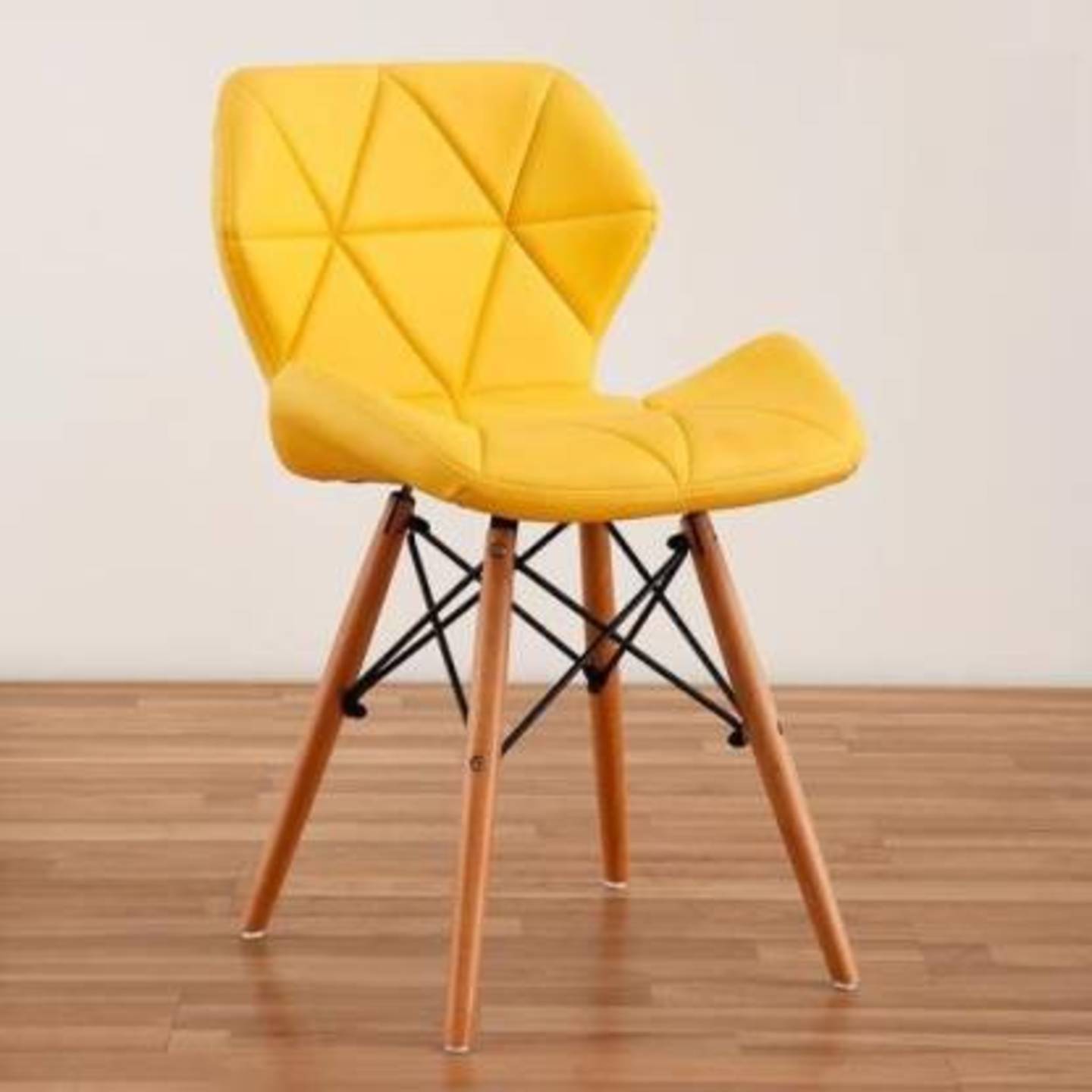 Finch Fox Eames Replica Faux Leather Dining ChairCafe ChairSide ChairAccent Chair Leatherette Dining Chair  Set of 1, Finish Color - Yellow