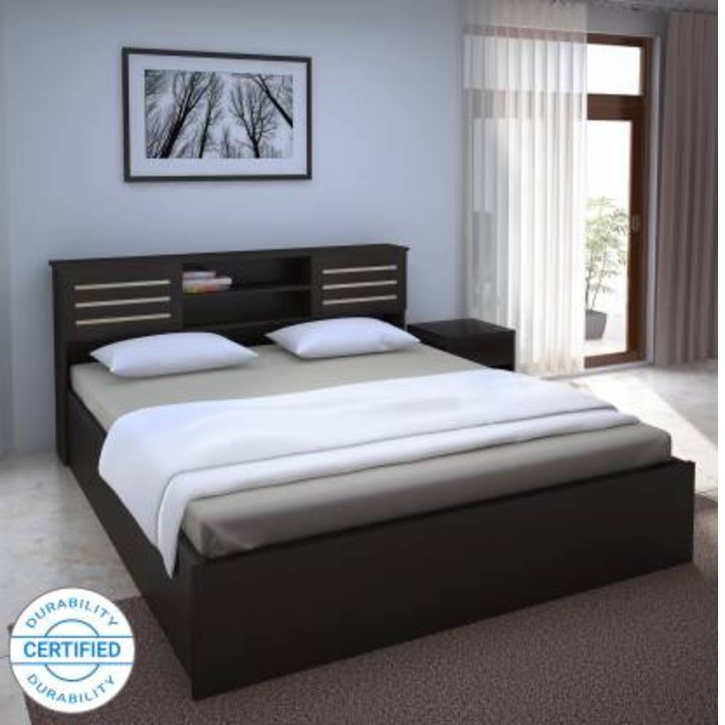 Perfect Homes Waltz Engineered Wood King Box Bed Finish Color - Espresso