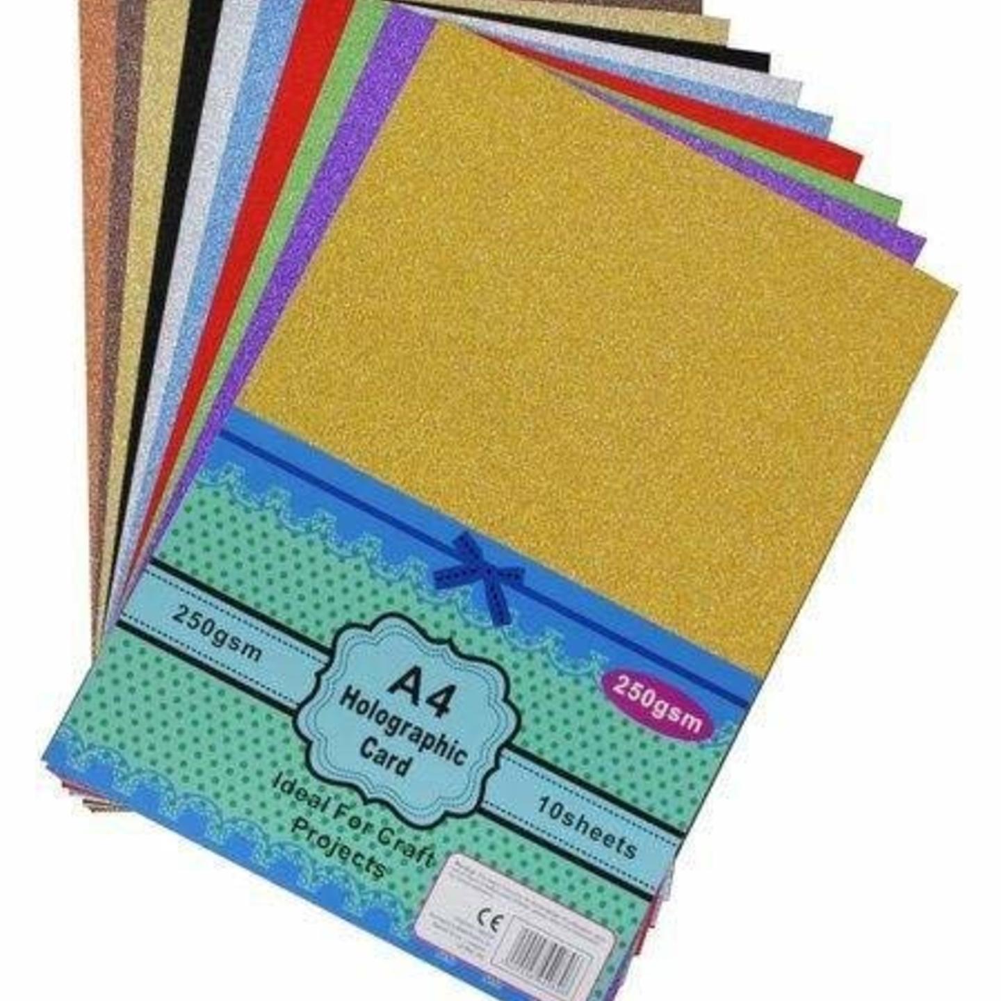 Qatalitic A4 Holographic Card Sheet 250 GSM, 10 Sparkling Colour, 20 Sheets 