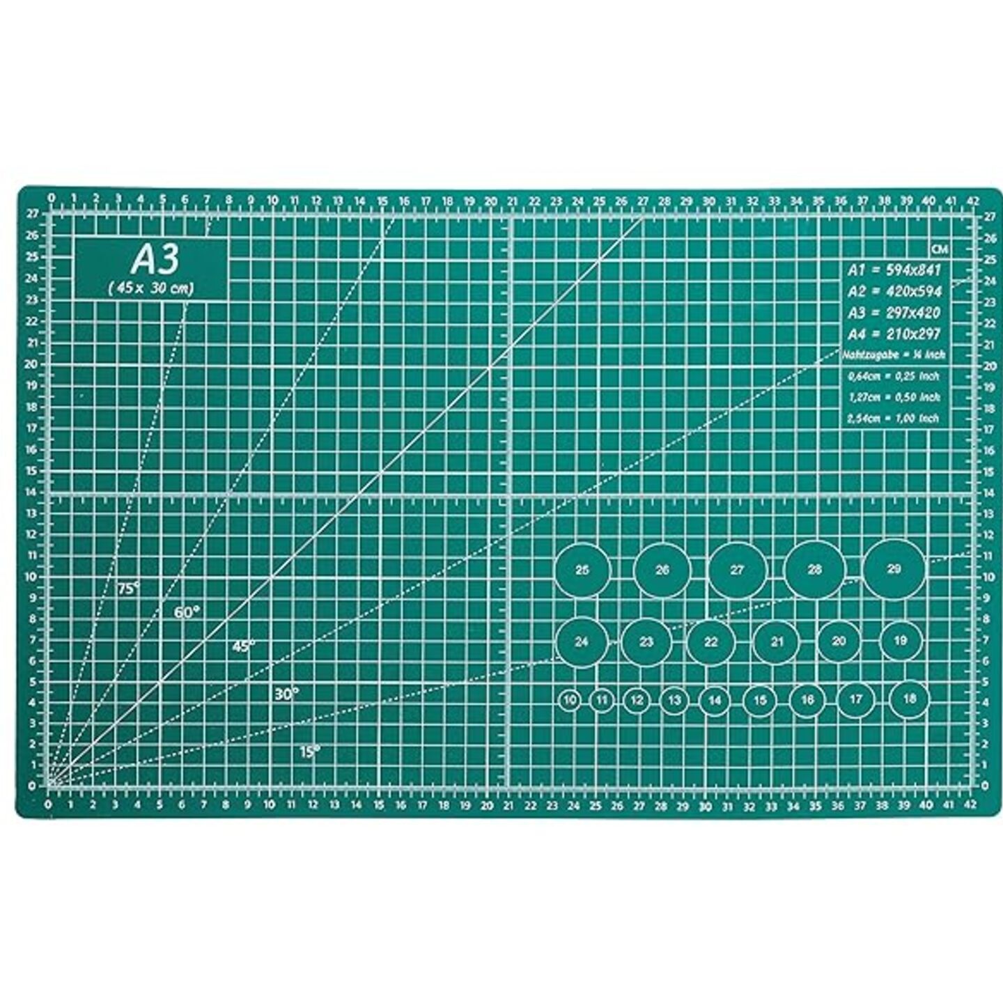 Qatalitic A3 Self Healing Cutting Mat - 18" x 12" Green Double Sided 5-Layer Gridded PVC Cutting Board, for Sewing, Quilting, Scrapbooking and Arts & Crafts Projects