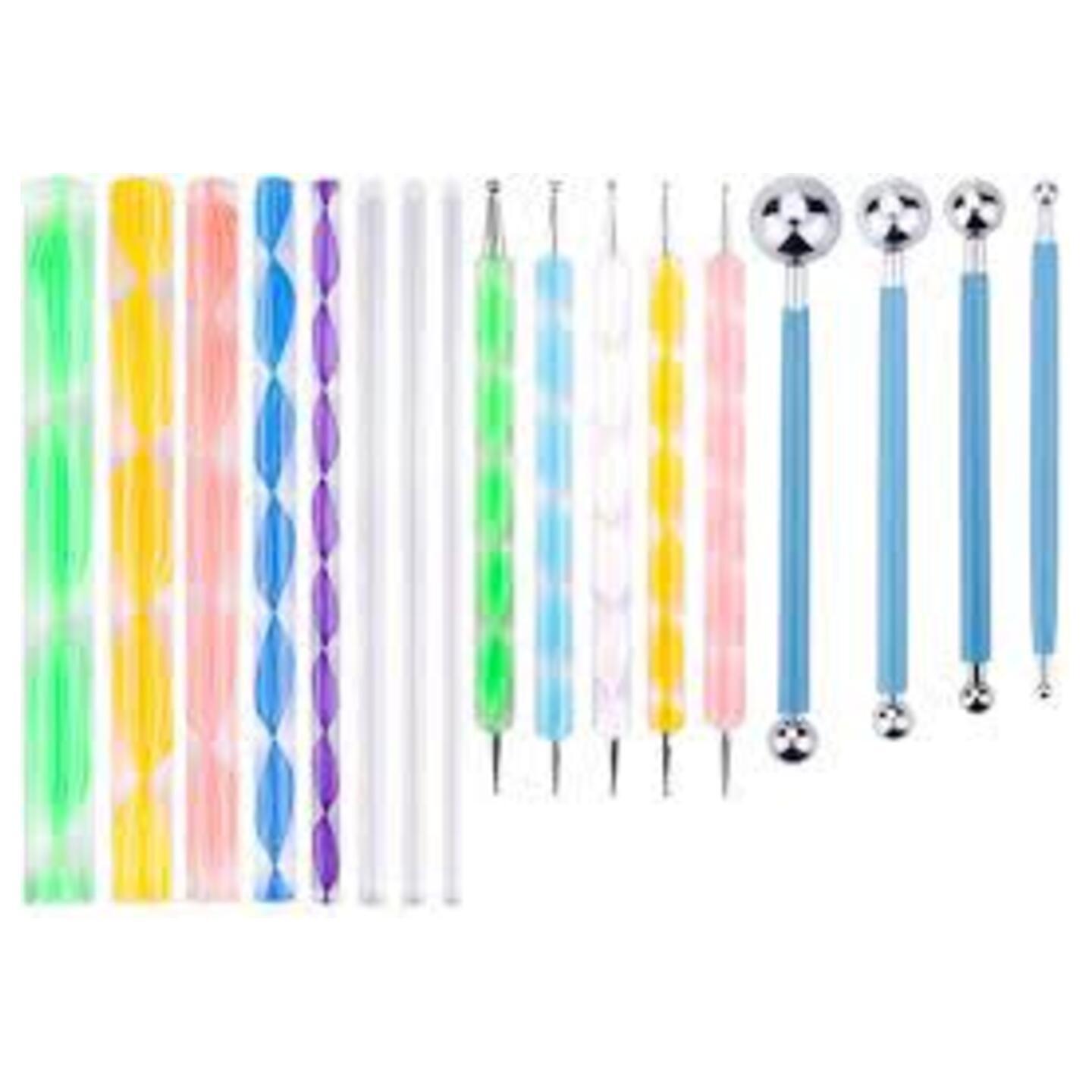 Qatalitic 17 Piece Ball and Wood Dotting and Mandala Tool Combo Set for Painting Polymer Clay Art, Embossing Stylus for Clay Pottery Ceramic Nail Art and Polymer Clay Craft Hobby Journalling Artists Artwork