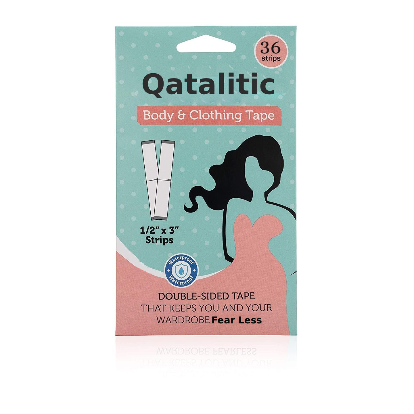 Qatalitic Double Sided Tape For Fashion, Clothing and Body - 36 Strips Pack, Fabric Tape for Women, Gentle to stick on Skin and clothes - Transparent, All Day Strength Tape Adhesive