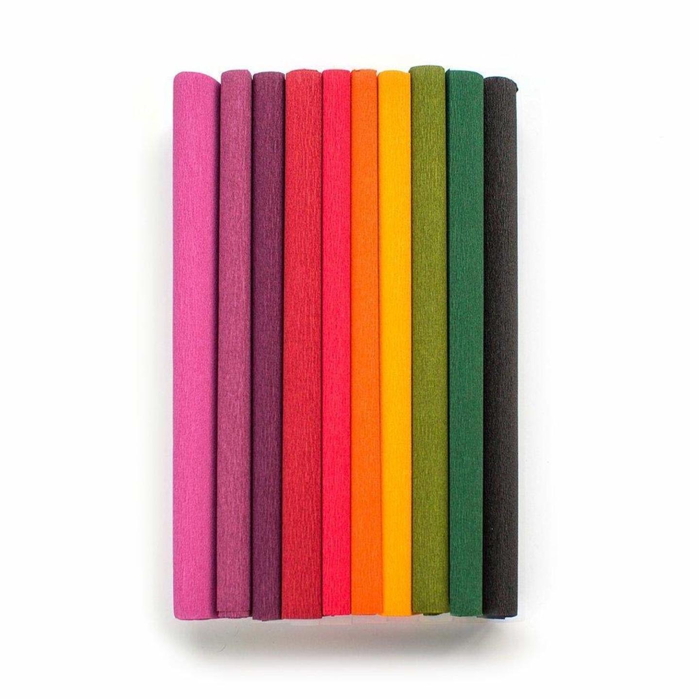 Qatalitic Flower Making Multicolour Crepe Papers - Set of 10 with Pack of 3 Velvet Pencil