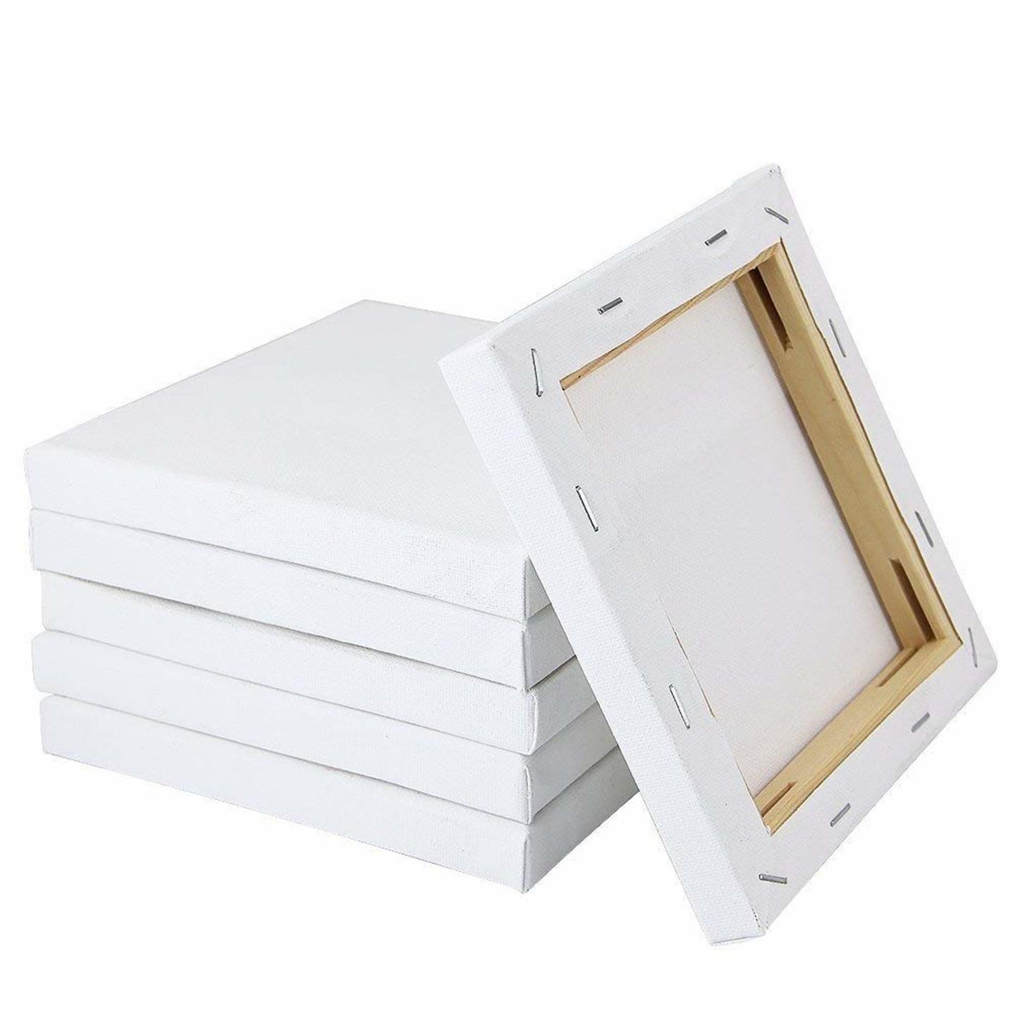 Qatalitic Medium Grain Stretched Cotton Canvas Boards for Artists and Beginners - 4 x 6 Inch White Wooden Frames Pack of 6 for Use in Classrooms, Home Crafts, Art Studios and Beyond