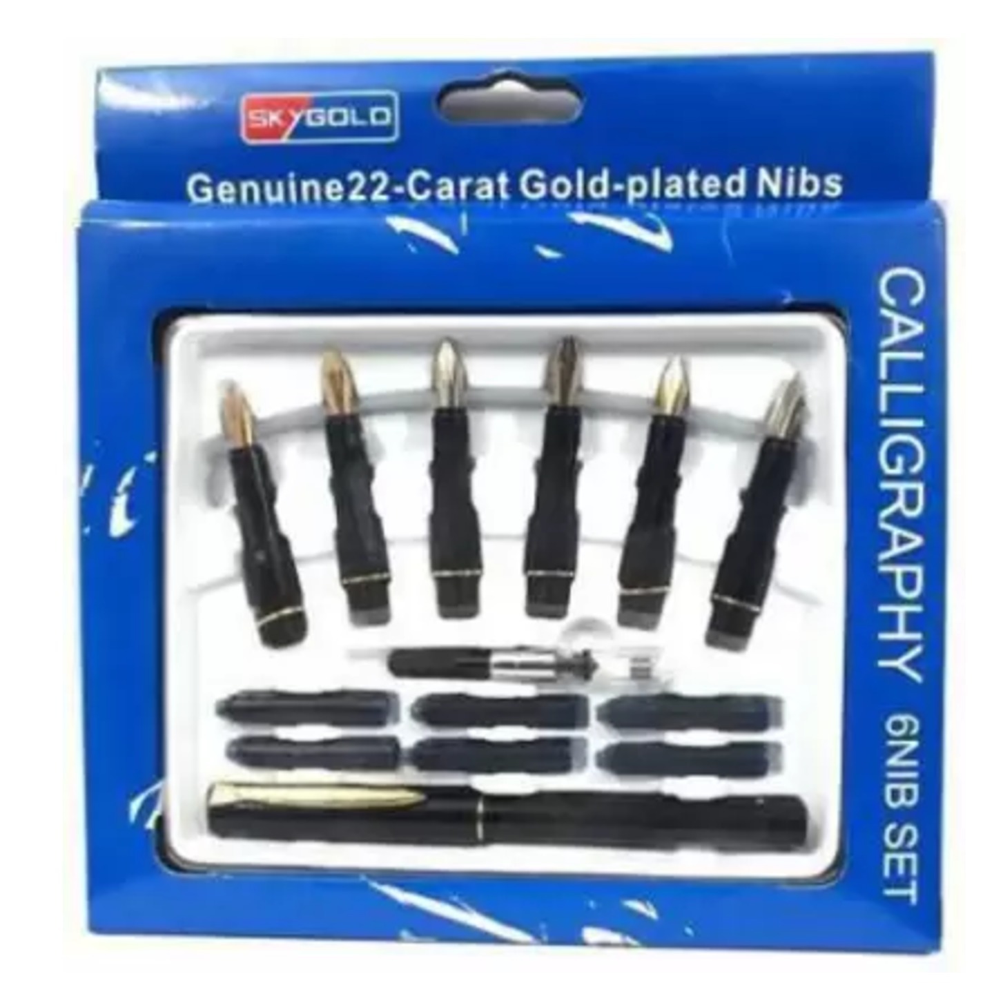 Qatalitic Fine Creations  Calligraphy Fountain Pen Set with 6 Unique Nibs for Cursive Writing, Calligraphy