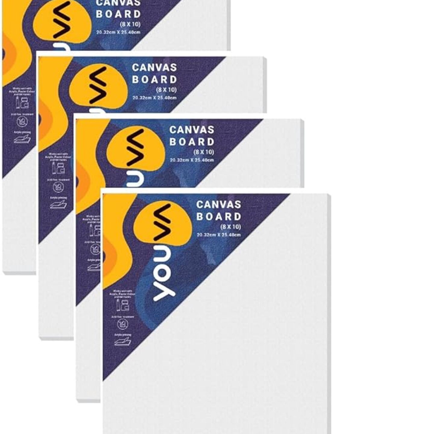 Qatalitic Primed Canvas Board for Acrylic and Oil Colour Painting , 8x10 inch  ,for Students and Budding Artists ,Pack of 4  nov2023