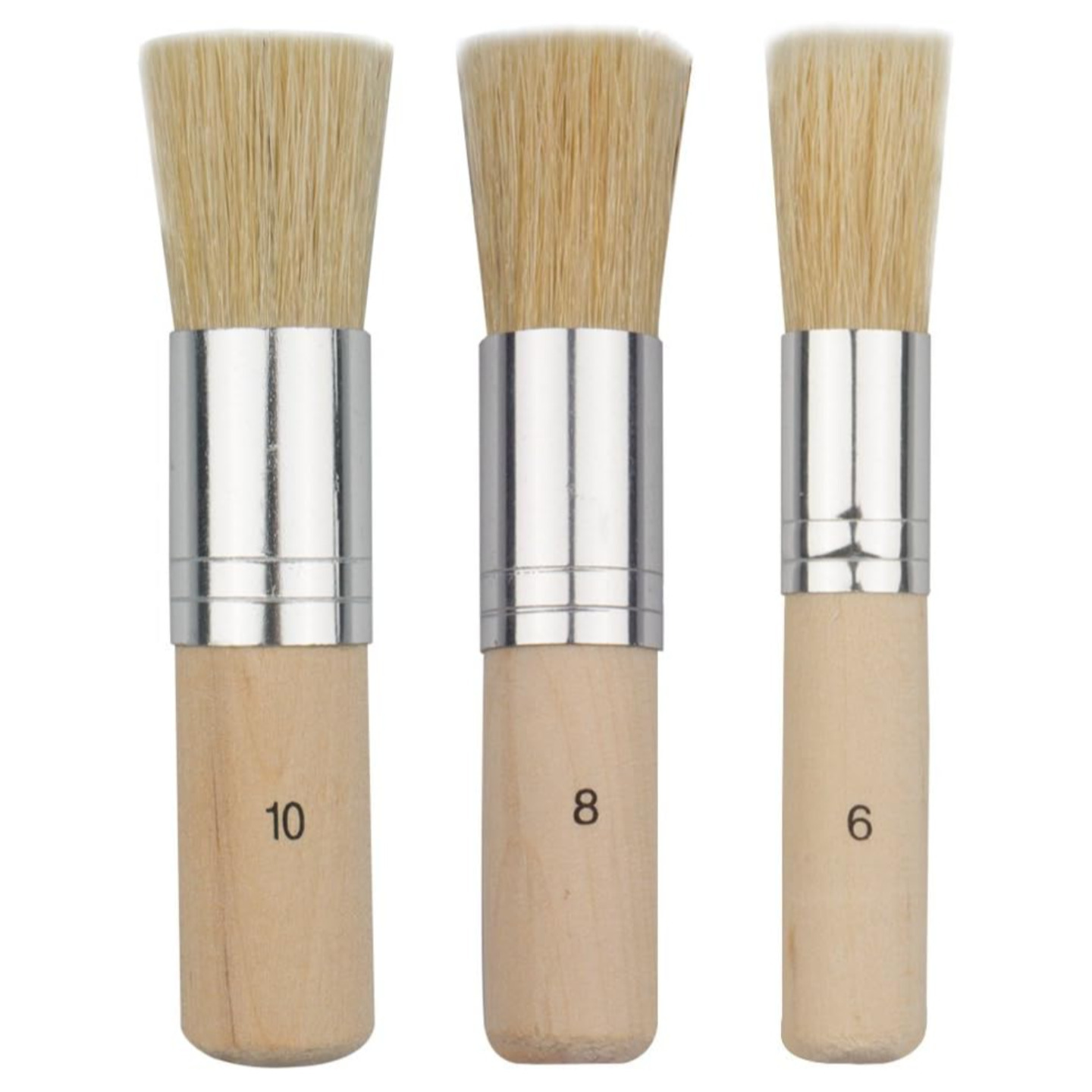 Qatalitic 3 pcs Stencil Brushes Set, Natural Bristle Brushes Perfect for Acrylic Painting, Oil Painting, Watercolor Painting, Stencil Project, Card Making and DIY Art Crafts
