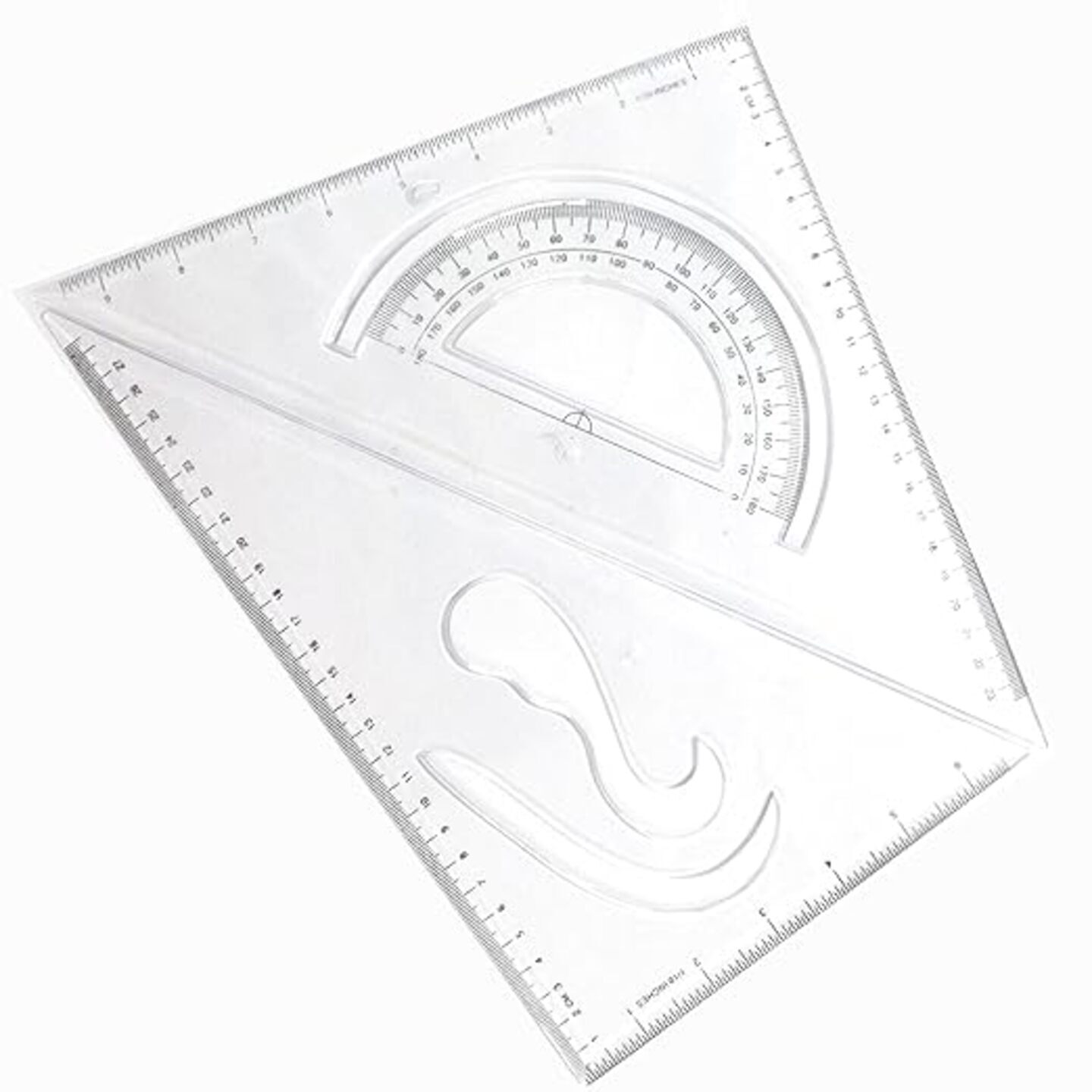 Qatalitic White Transparent Perfect Accuracy Set Square  8 x 10 Protractor & Triangle, Pack of 2 10setsBox Packing
